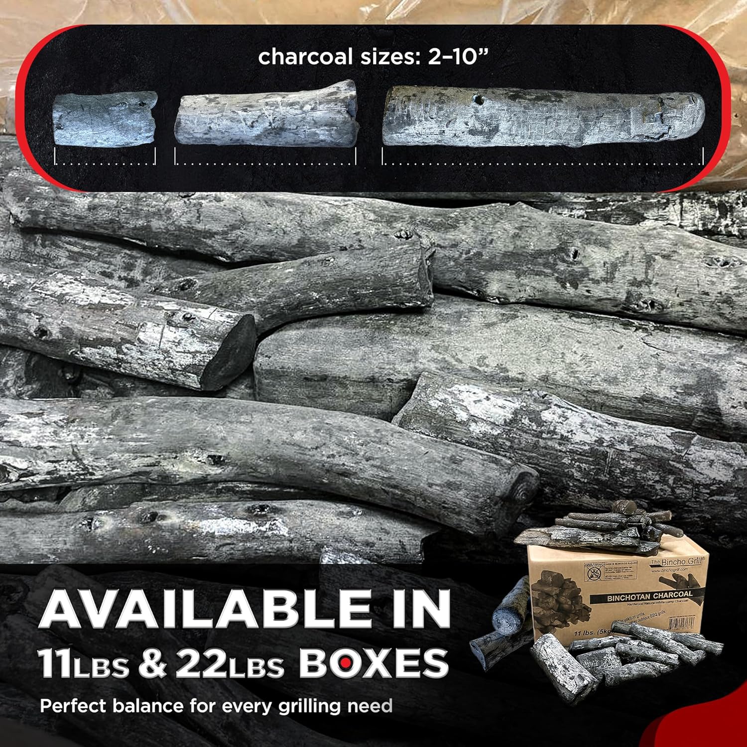 The Bincho Grill Binchotan Charcoal 11 lbs – Premium Japanese Grill Style Hardwood, 95% Carbon, Smokeless High-Heat, Long Burn for Yakitori