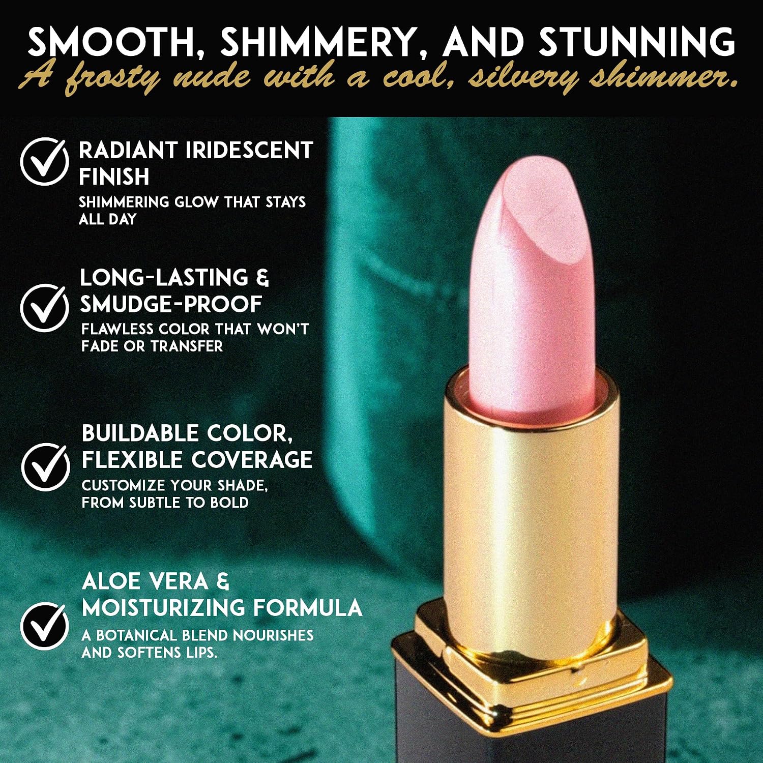 L’Paige Rosy Pearl Lipstick | Sheer Neutral Rose Lip Color | Aloe Vera Moisturizing Formula | Long-Lasting Hydrating Finish | Soft Silvery Pink Shade L56