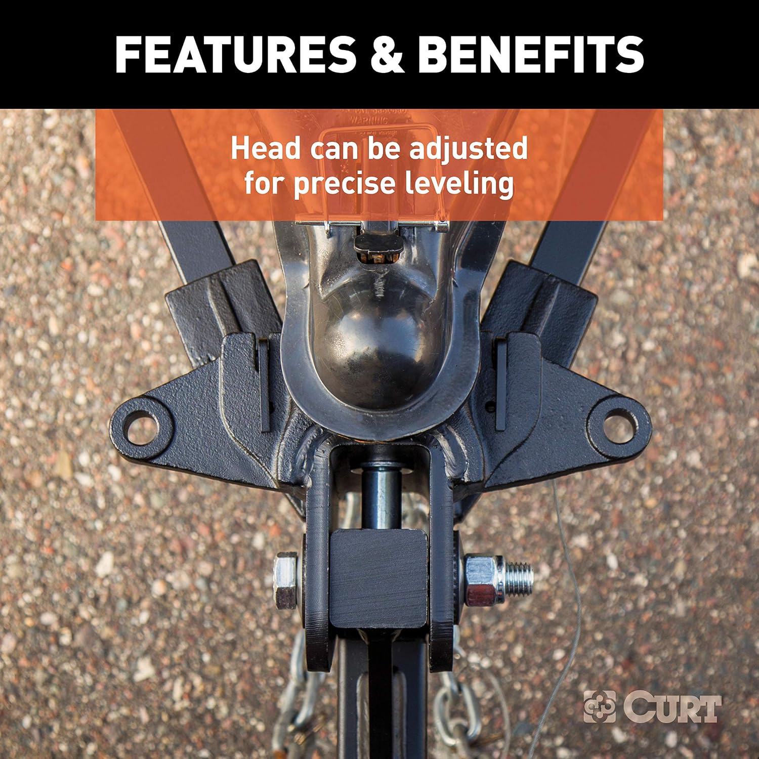 CURT 17333 Short Trunnion Bar Weight Distribution Hitch, Up to 15,000 lbs., 2-Inch Shank