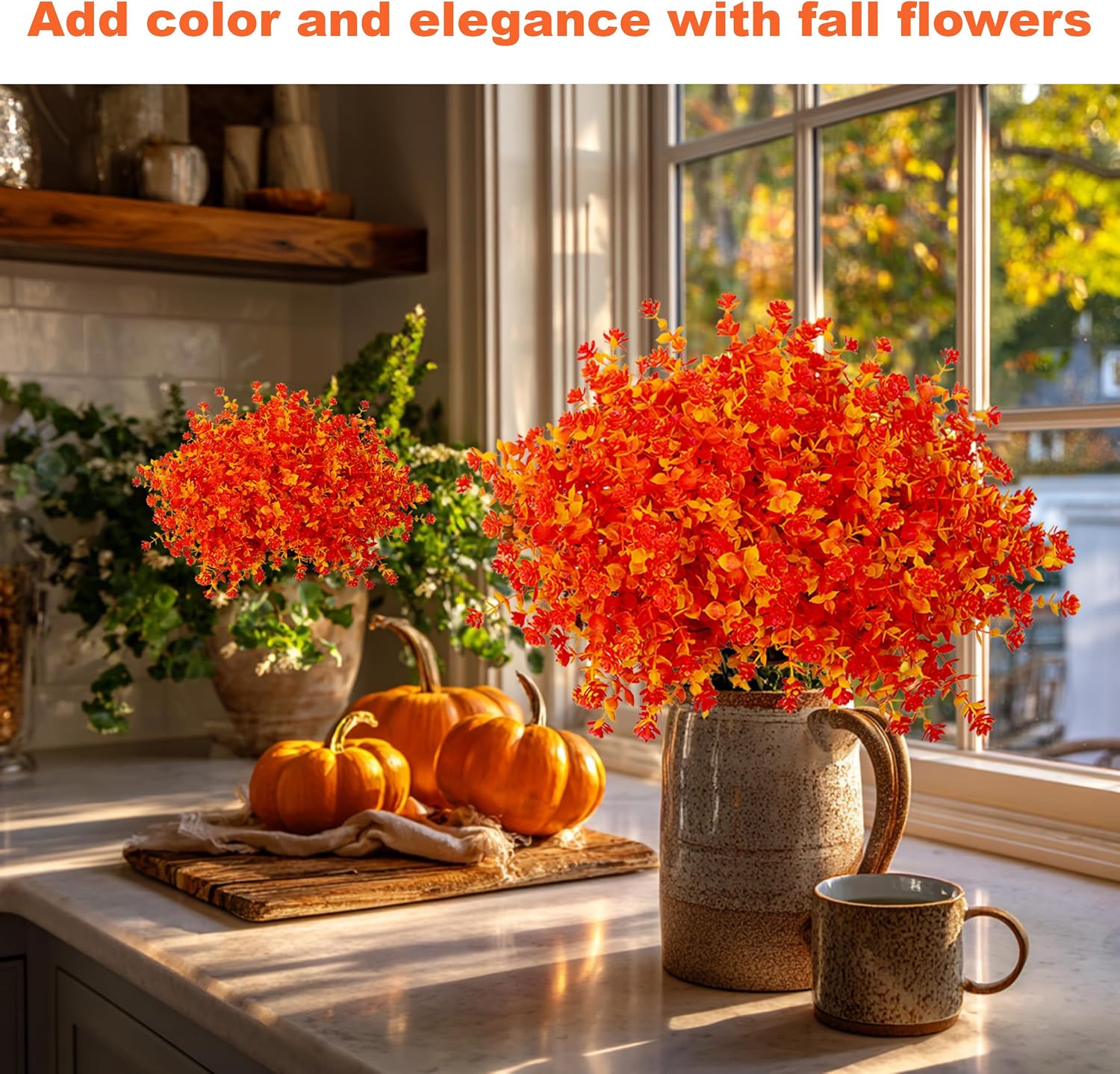 AXYLEX Artificial Flowers for Outdoors, 12 Bundles Fake Plants (Yellow) | UV resistant faux plastic flowers, no fade artificial greenery – garden, patio, porch & home