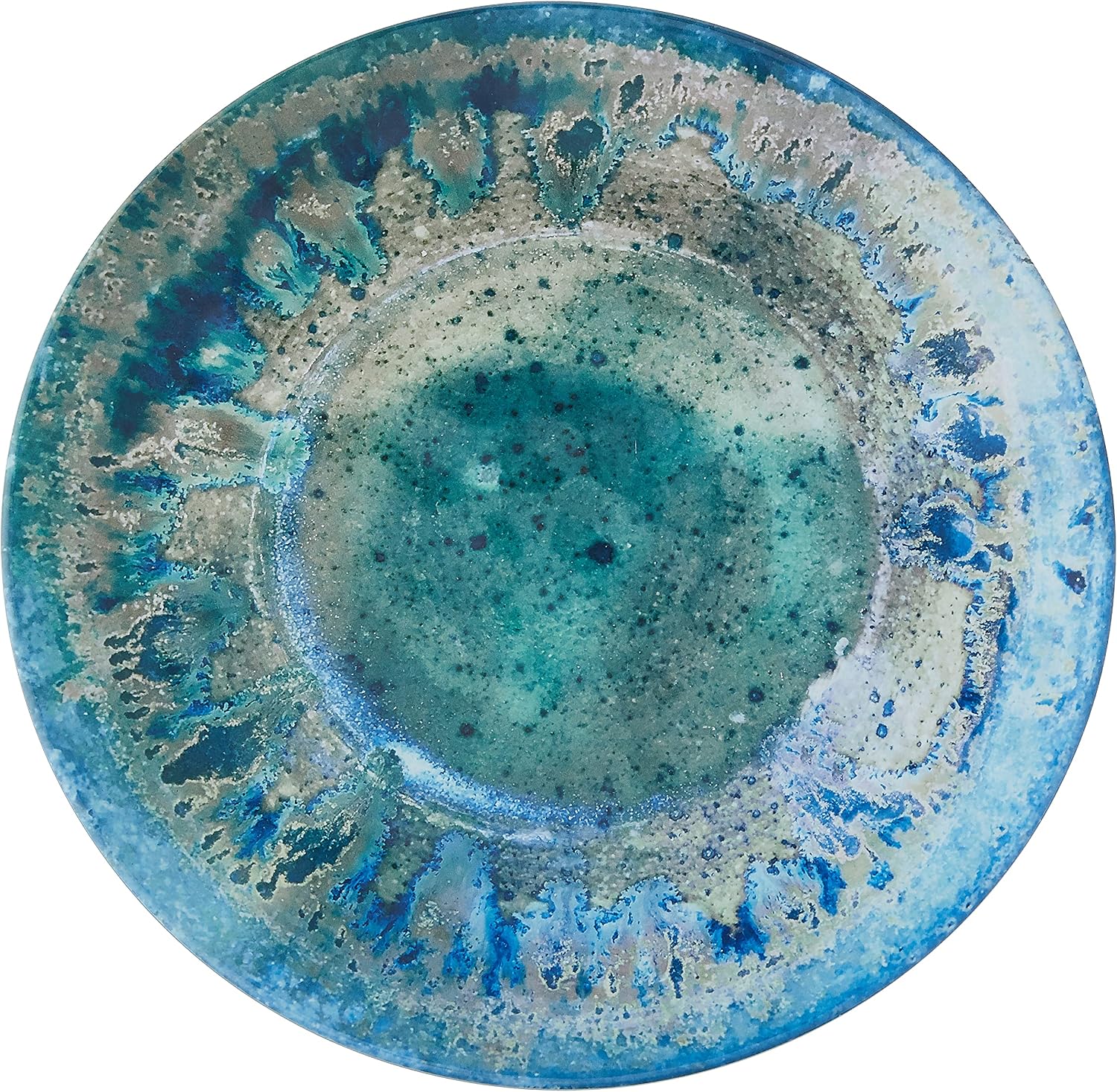 Radiance Teal 12pc Melamine Dinnerware Set – Service for 4 Plates and Bowls Set, Outdoor Dinnerware, Coastal Dishes, Unbreakable, Dishwasher Safe