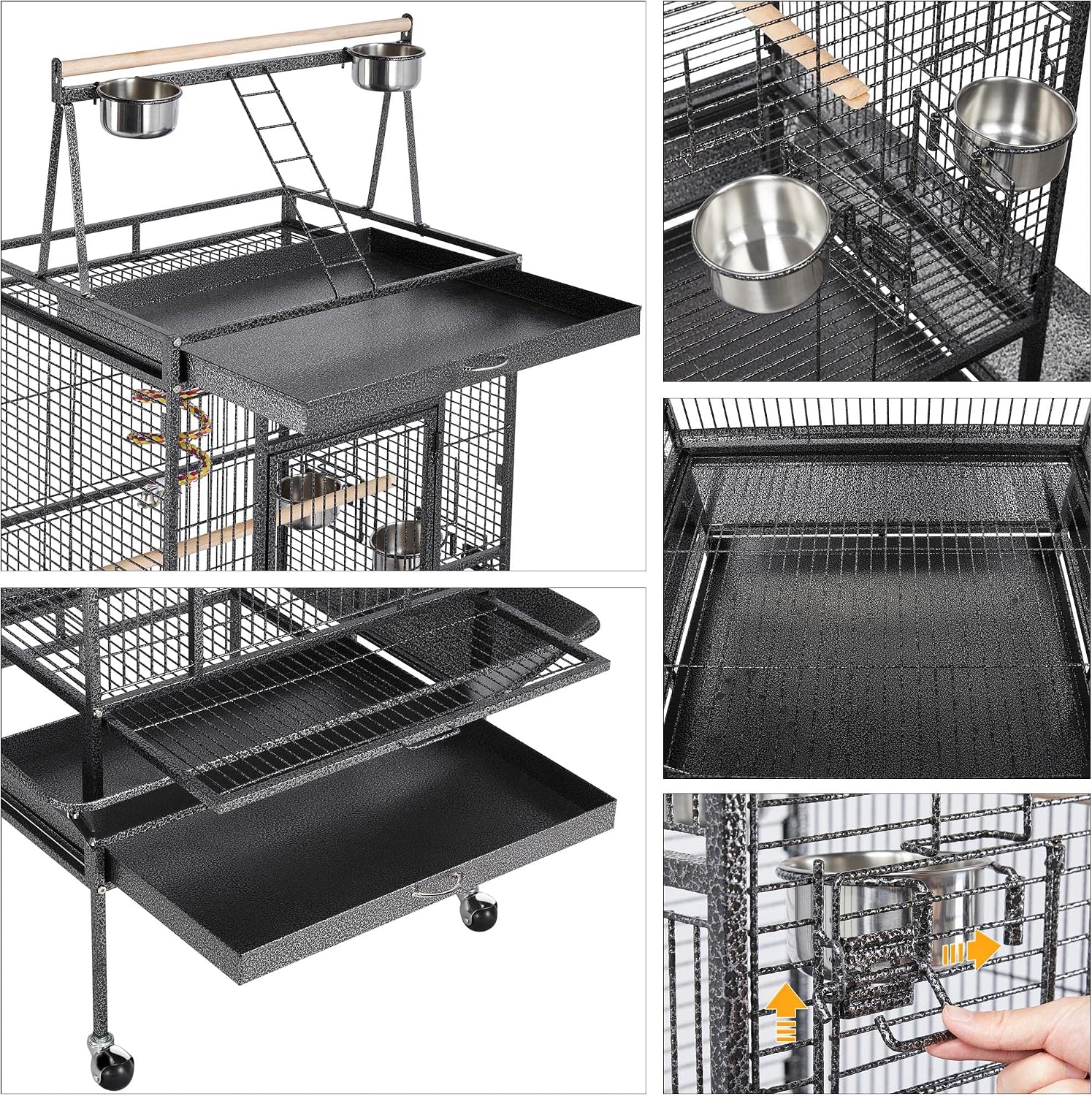 Yaheetech 68-inch Rolling Play Top Large Parrot Bird Cage for African Grey Cockatiel Conure Lovebird Parakeet Budgie