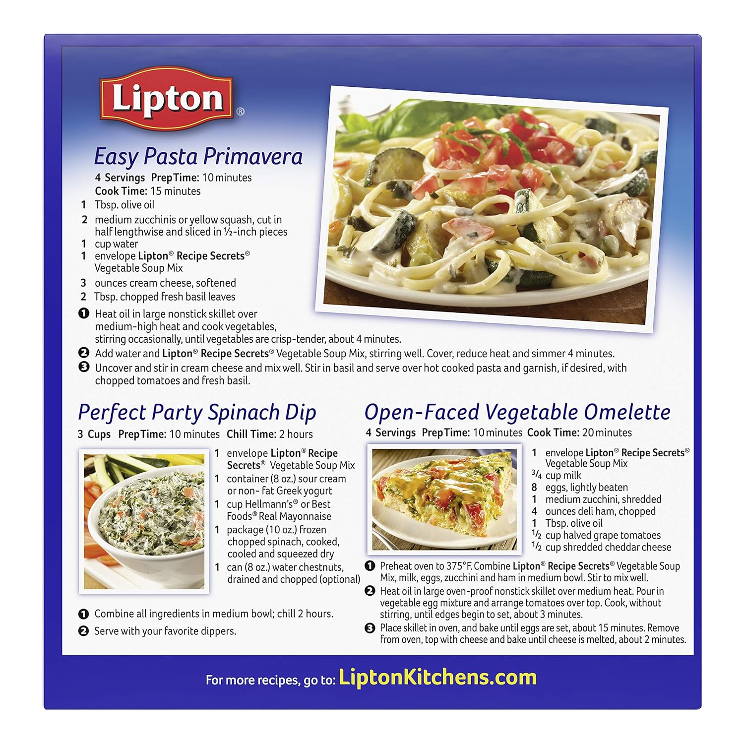 SOUP SECRETS Lipton Recipe Soup and Dip Mix, Vegetable 1.8 oz, Pack of 12