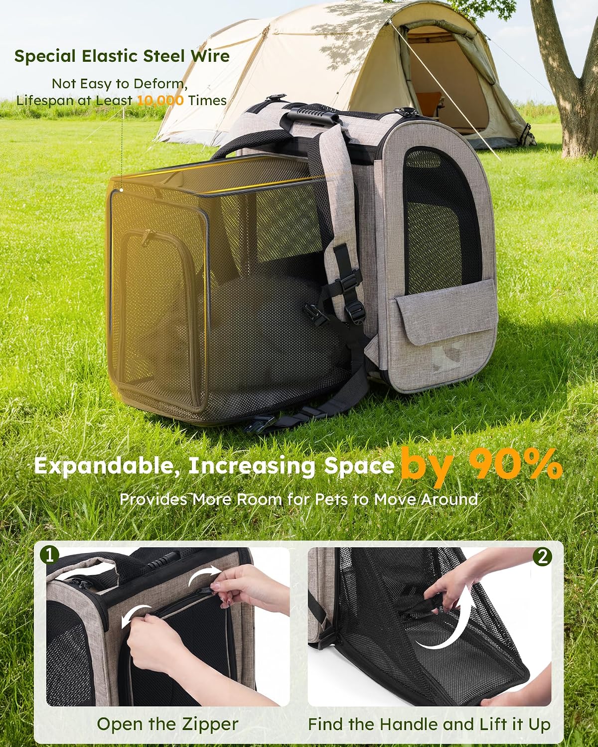 pecute Cat Backpack Expandable, Cat Carrier Backpack with Breathable Window