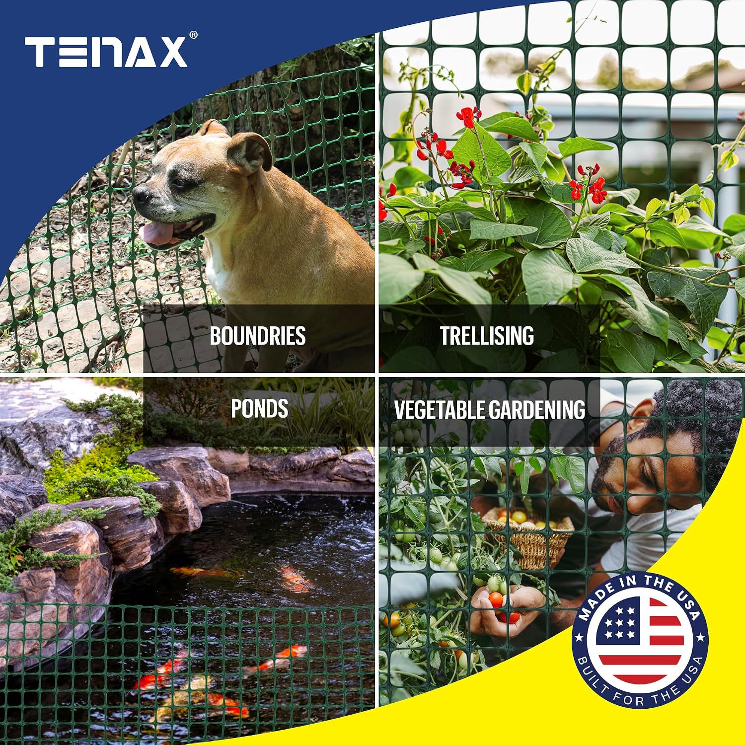 TENAX Garden Fence - Green, Durable, Lightweight - 3' x 25' - Plastic