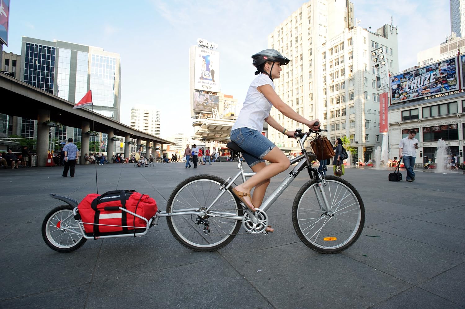 One-Wheel Bicycle Cargo Trailer with Kickstand – Converts to Wheelbarrow, Includes Bag, Fits 18" to 700c Bikes