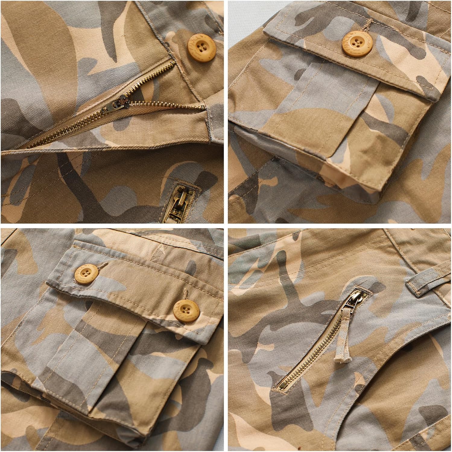 Mens Cargo Pants Camo Work Tactical Rip Stop BDU Casual Army Military Pants | 100% Cotton,Wear Resistant,Breathable,Sweat-absorbent,Men's Wild Cargo Pants with 8 Pockets,Relaxed Loose Fit Hiking Pants