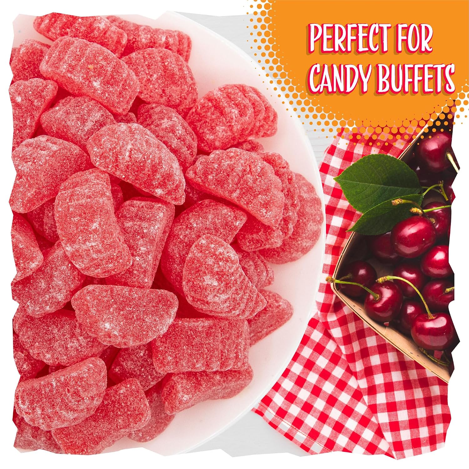 Cherry Slices Jelly Candy, Fruit Slices with Cherry Flavor, 2 Lb Bag