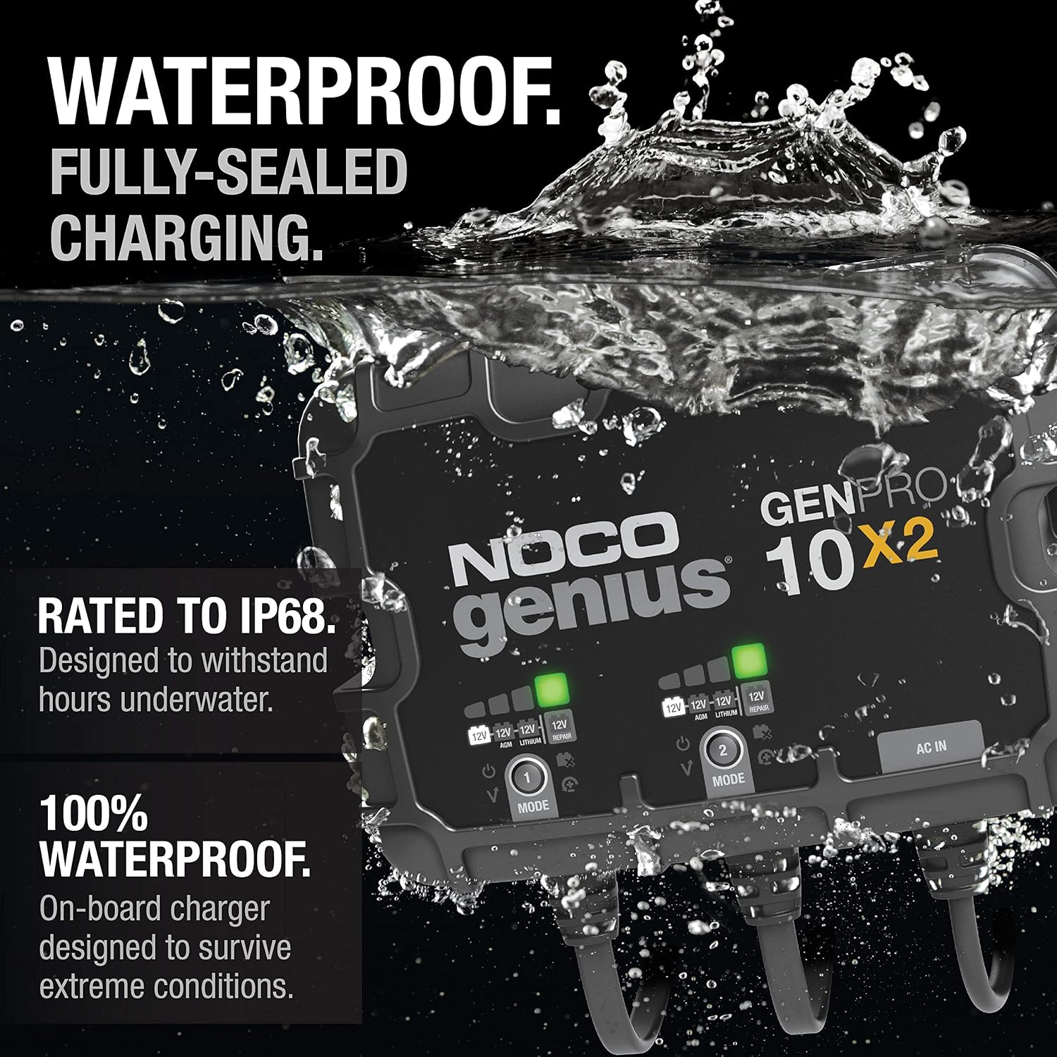 NOCO GENPRO10X2 12V 20A 2-Bank OnBoard Marine Battery Charger & Maintainer