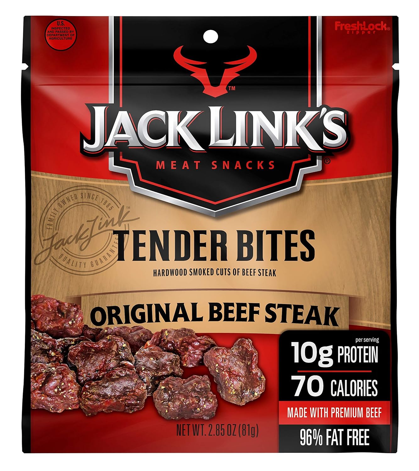 Jack Link's Beef Tender Jerky Tender Bites, Original, 2.85 oz – Flavorful Meat Snack for Lunches, 10g of Protein and 70 Calories