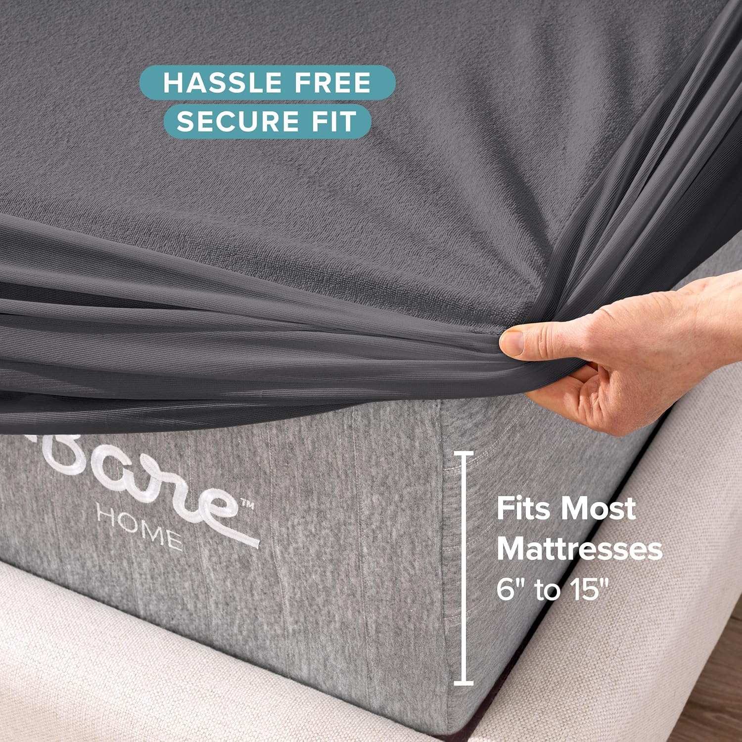 Bare Home Queen Size Mattress Protector - 100% Waterproof & Breathable - Premium Cooling Mattress Cover - Protects Against Spills - Vinyl Free Noiseless - Protect Your Mattress (Queen, White)