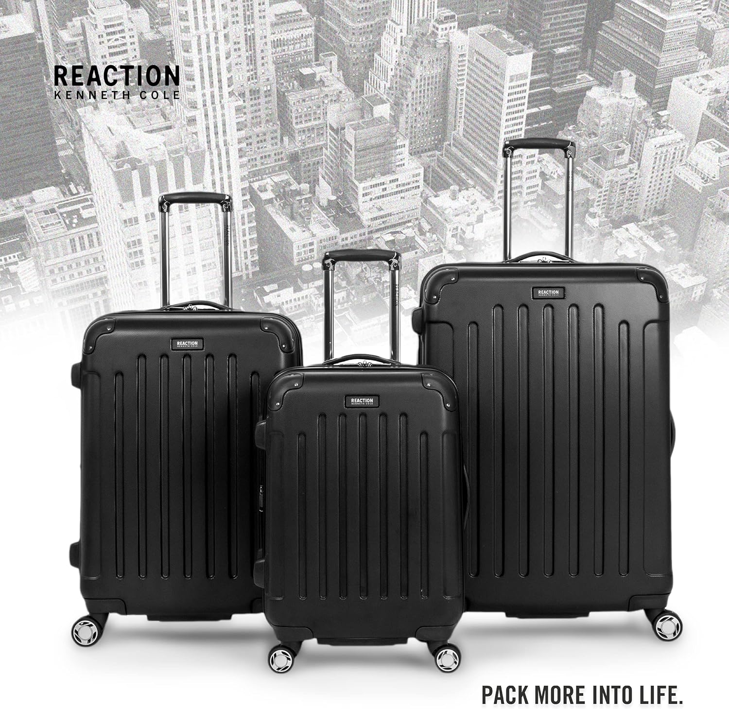 Kenneth Cole REACTION Renegade Luggage Expandable 8-Wheel Spinner Lightweight Hardside Suitcase, Champagne, 20-Inch Carry On