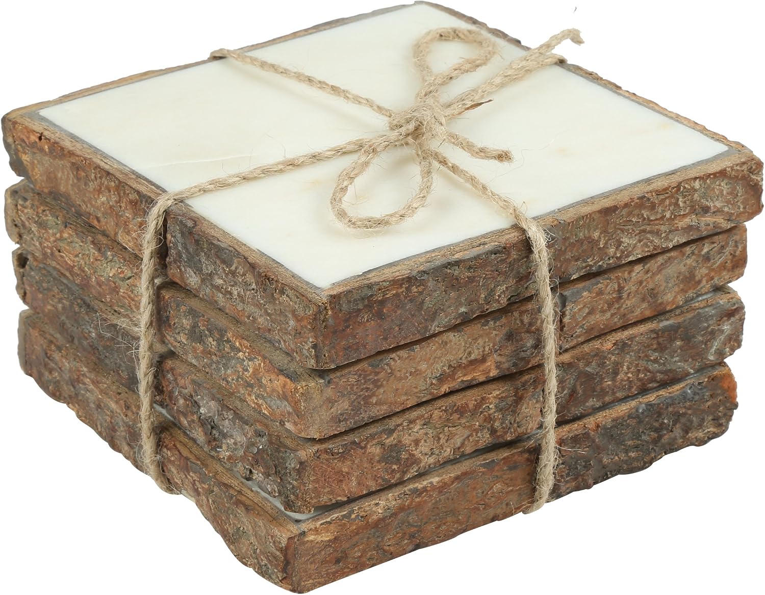 Thirstystone 4 Pack Natural Marble Square Coasters with Protective Cork Backing, Elegant, Luxourious, Easily Wipes Clean