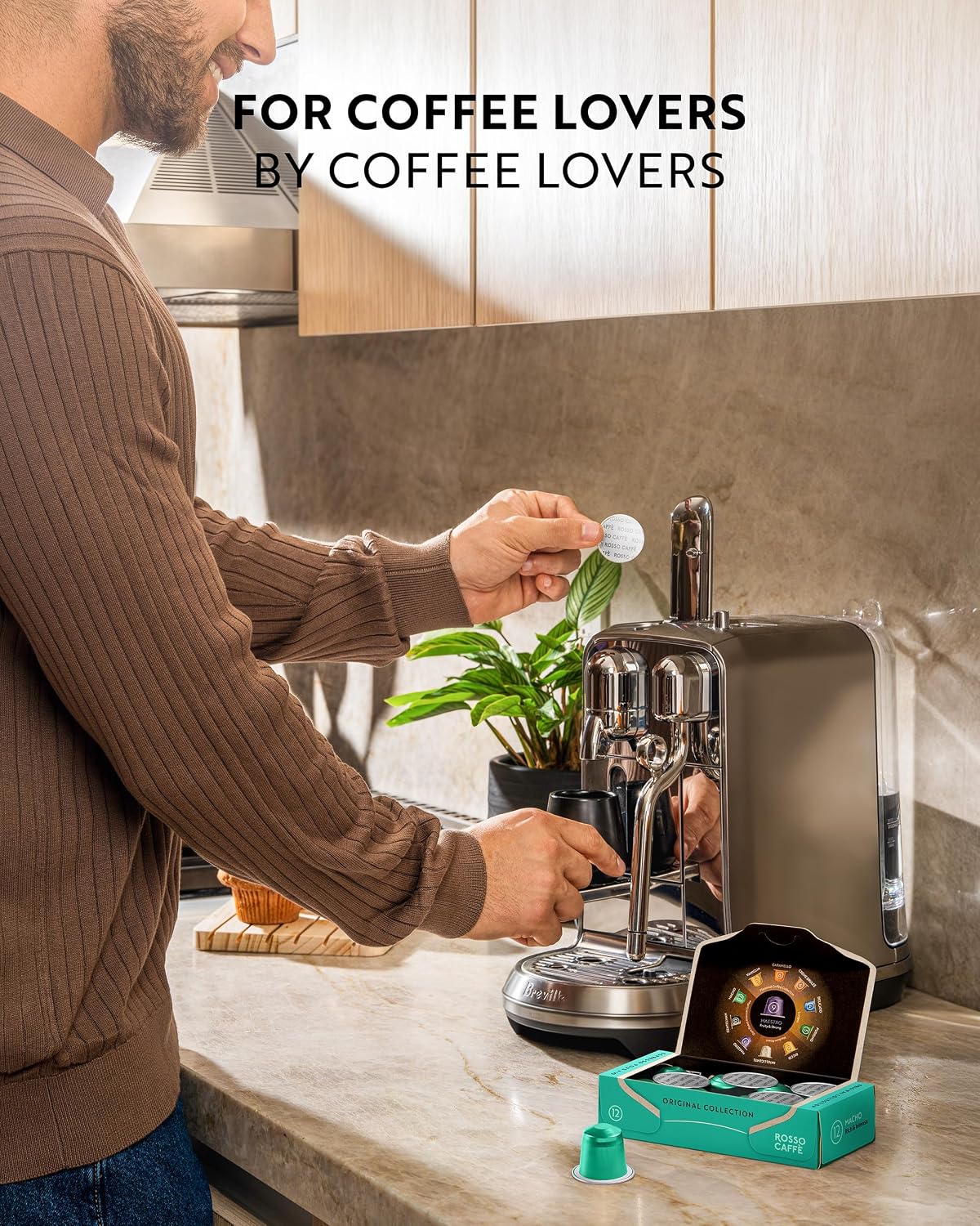 ROSSO CAFFÈ Espresso Pods for Nespresso Original Machines, Variety Pack 60 | Six Distinct Coffee Blends • Smooth to Intense Roasts • Rich Crema