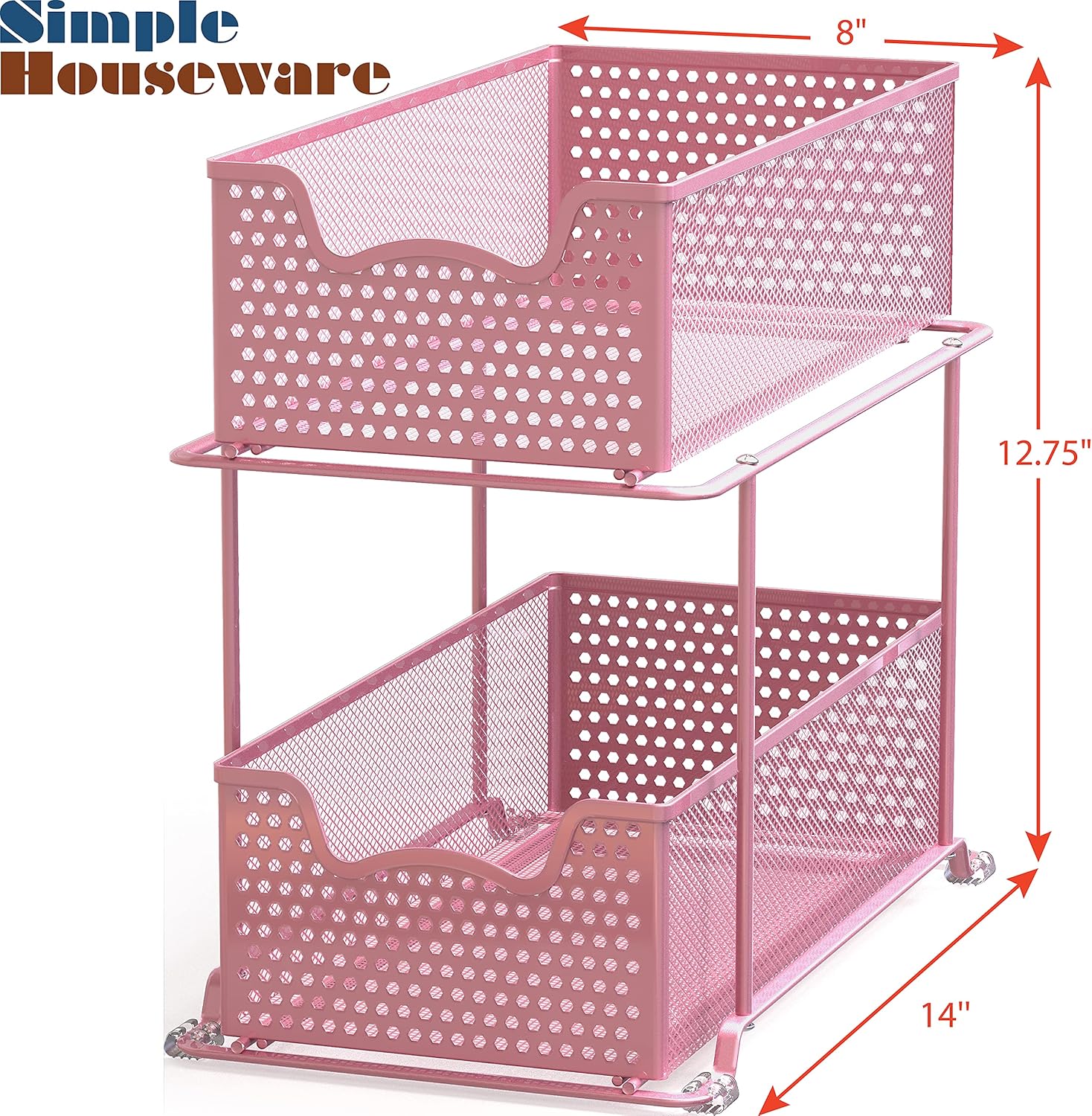 Simple Houseware 2 Tier Sliding Cabinet Basket Organizer Drawer, White