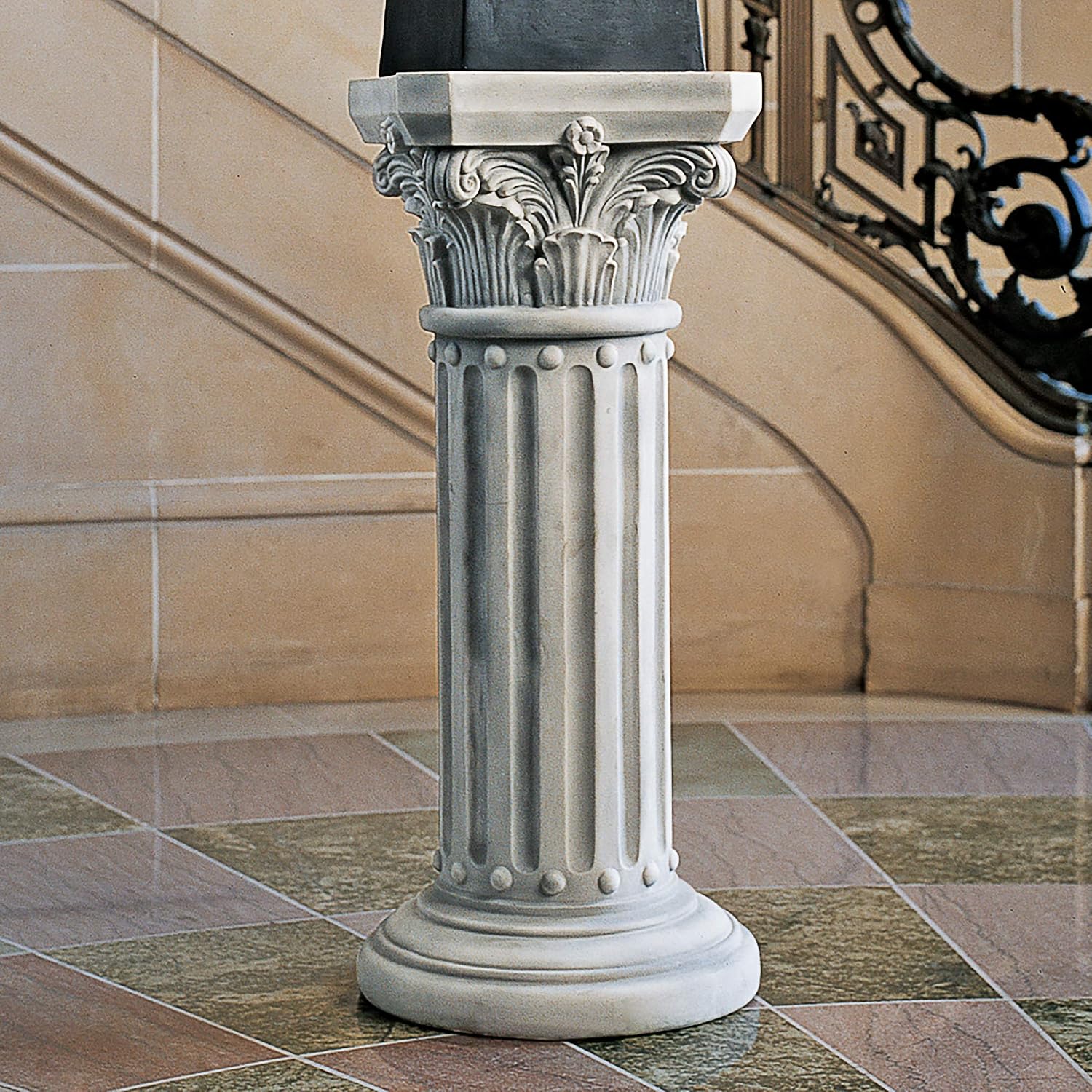 Design Toscano EU2866 Rose Garland Indoor/Outdoor Pedestal Plant Stand, 11 Inches Wide, 34 Inches Tall, Handcast Polyresin, Antique Stone Finish