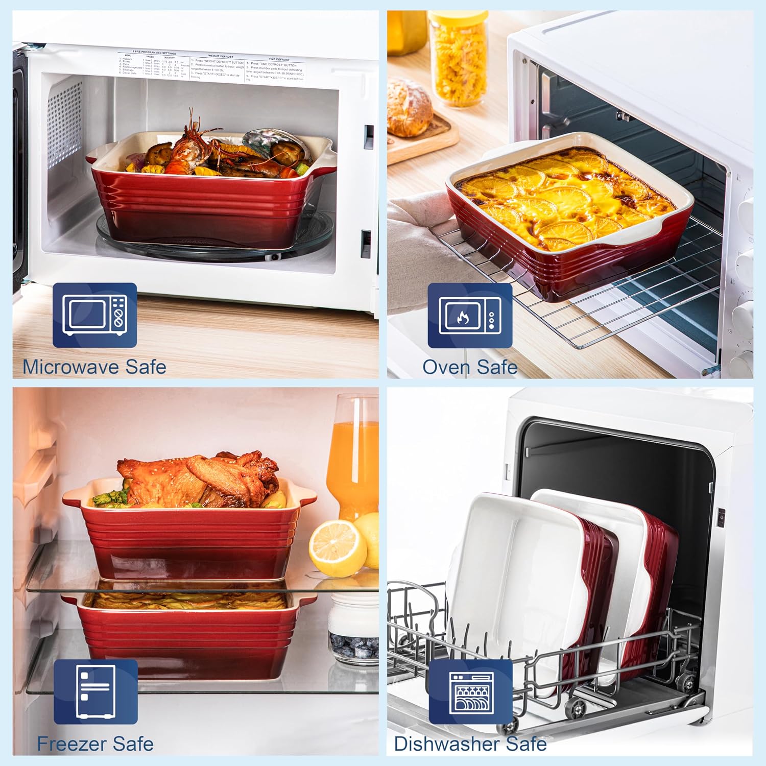 LOVECASA 8x8 inch Baking Pan, 2 Quart Square Cake Pan Baking Dish for Oven, Stoneware Brownie Pan Non-Stick, Casserole Baking Pan with Handle