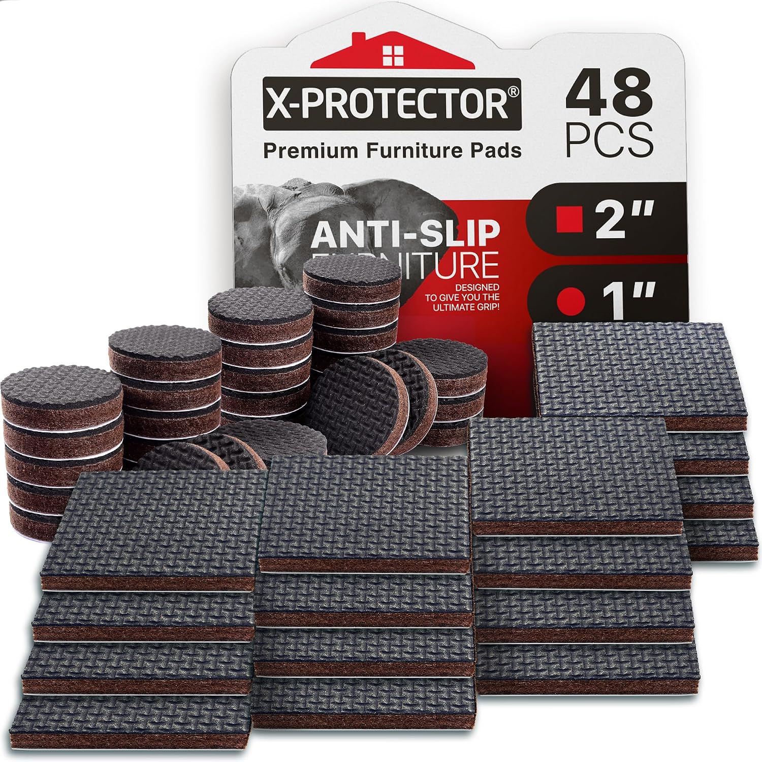 X-PROTECTOR Non Slip Furniture Pads – 12 Premium Furniture Grippers 3"! | Best SelfAdhesive Rubber Feet Furniture Feet – Ideal Non Skid Furniture Pad Floor Protectors – Keep Furniture in Place!