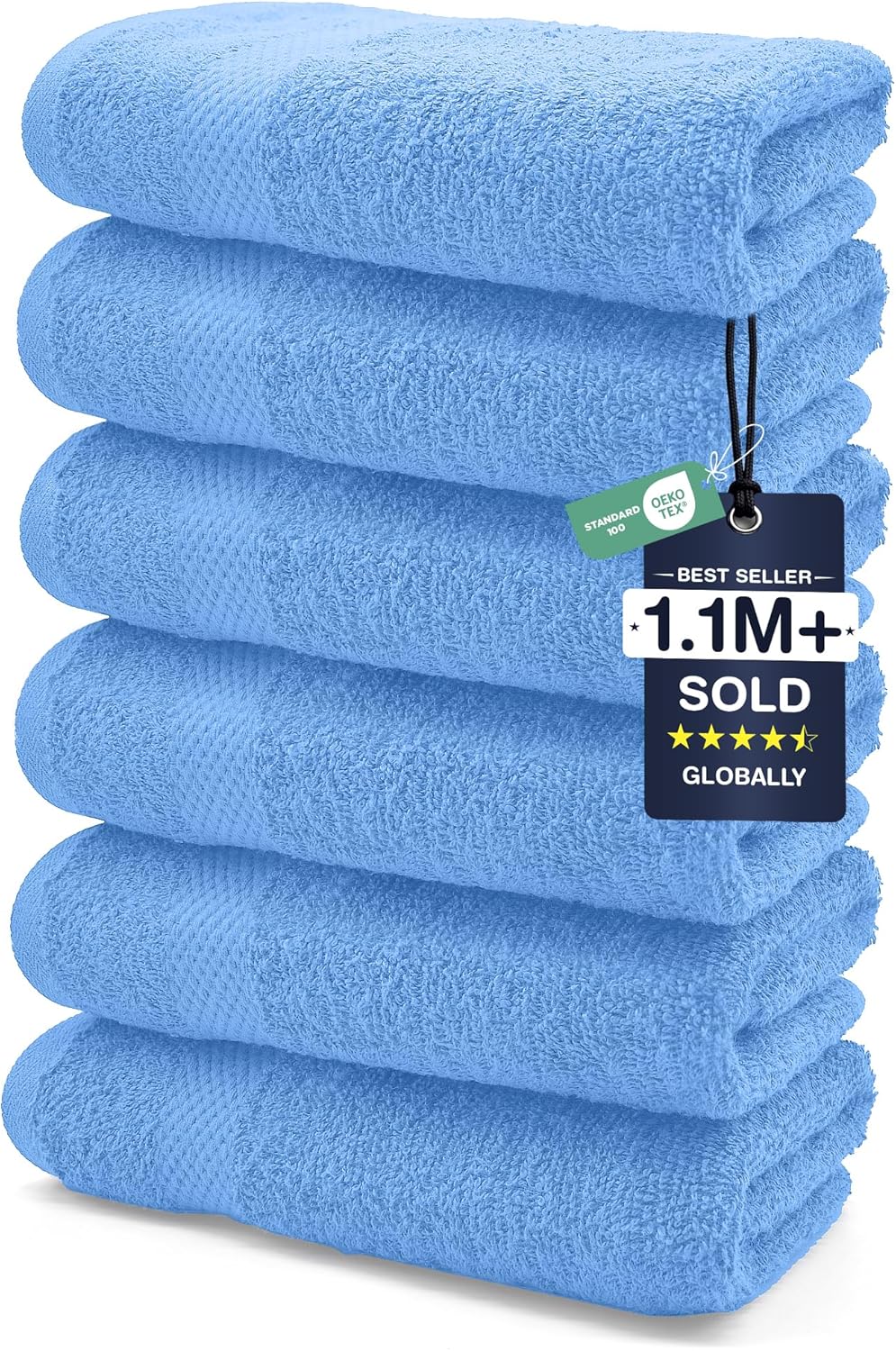 DAN RIVER 24 Pack Cotton Wash Cloths Set for Showering [12x12] White