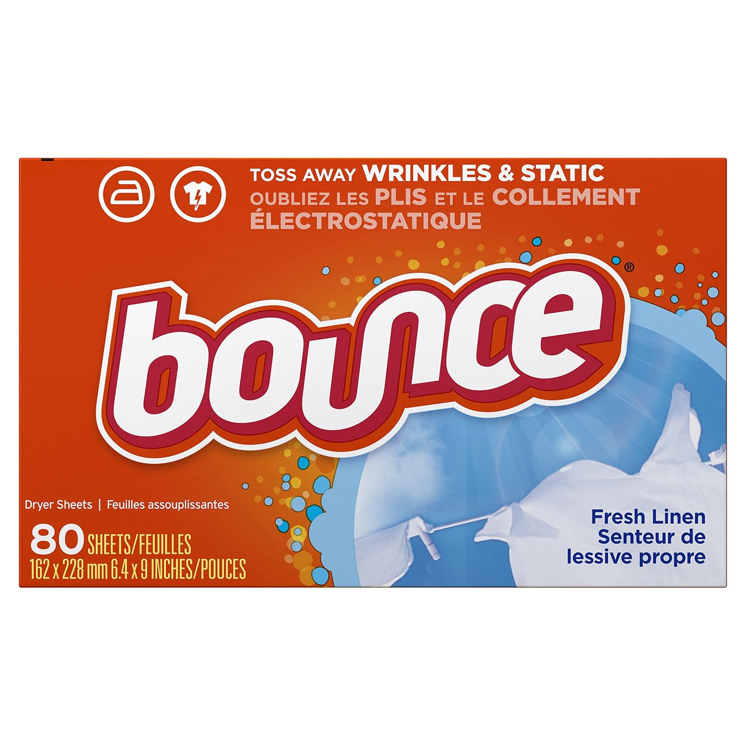Bounce Fabric Softener Dryer Sheets Fresh Linen, 80 Count