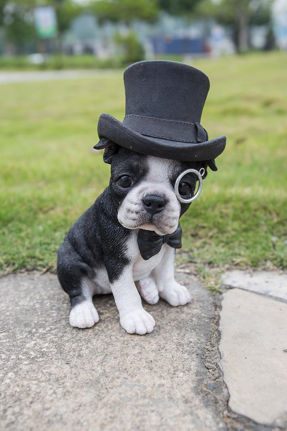 Hi-Line Gift Ltd. Boston Terrier with Top Hat - Spectacle and Bow Tie, Black and White