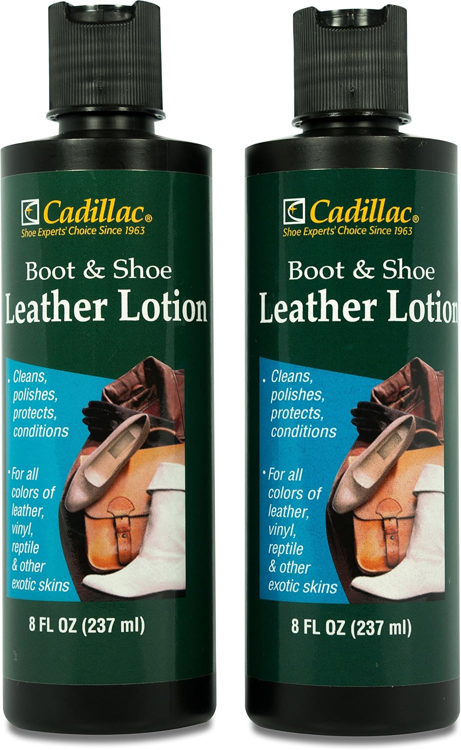 Cadillac Boot and Shoe Leather Lotion 8 Ounces - Cleans, Conditions, Protects, and Polishes Leather Footwear and Accessories