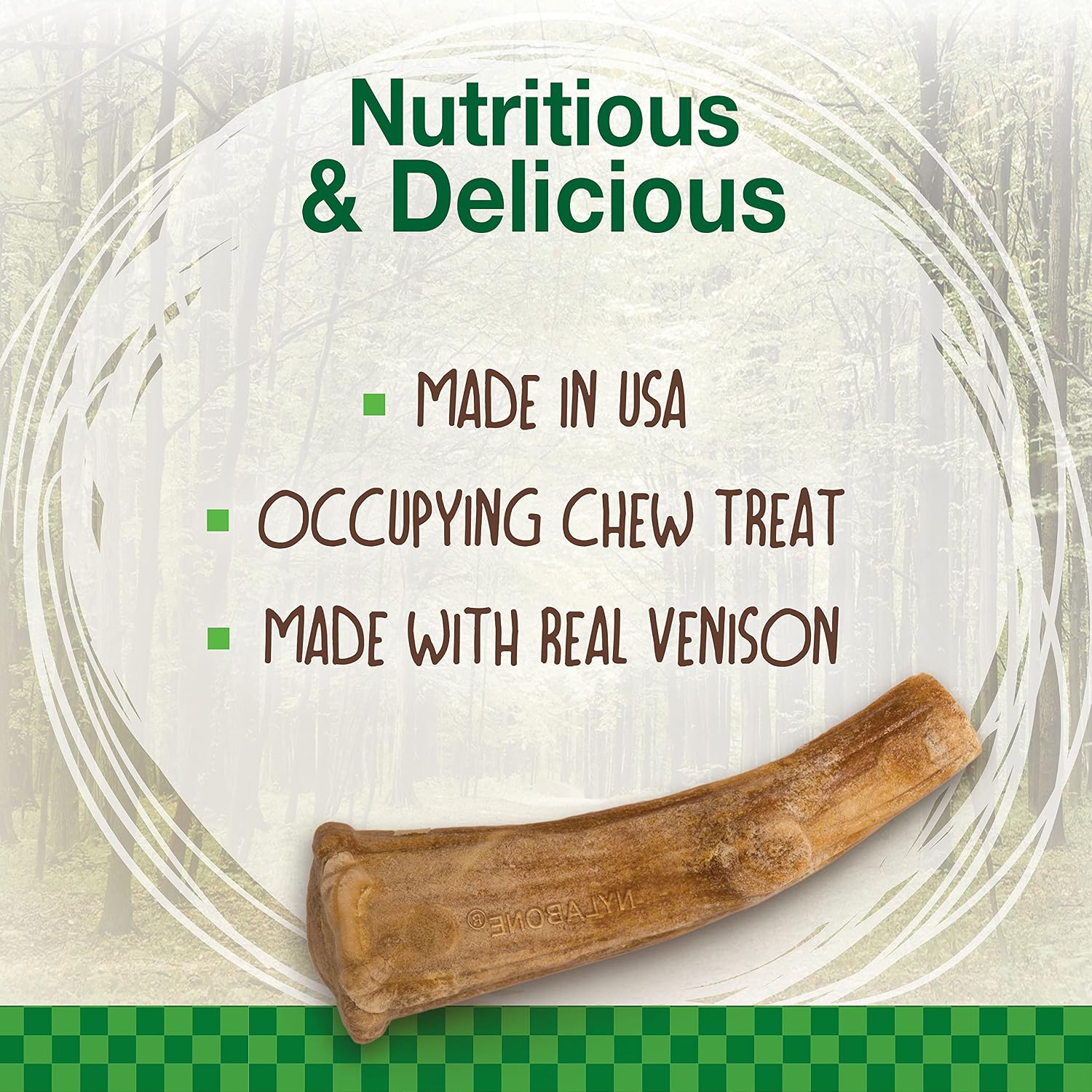 Nylabone Healthy Edibles Wild Dog Treats, Venison Flavor, Large | Natural dog chew bones, made in USA, highly digestible dog chews, long lasting chews for large dogs up to 50 lbs