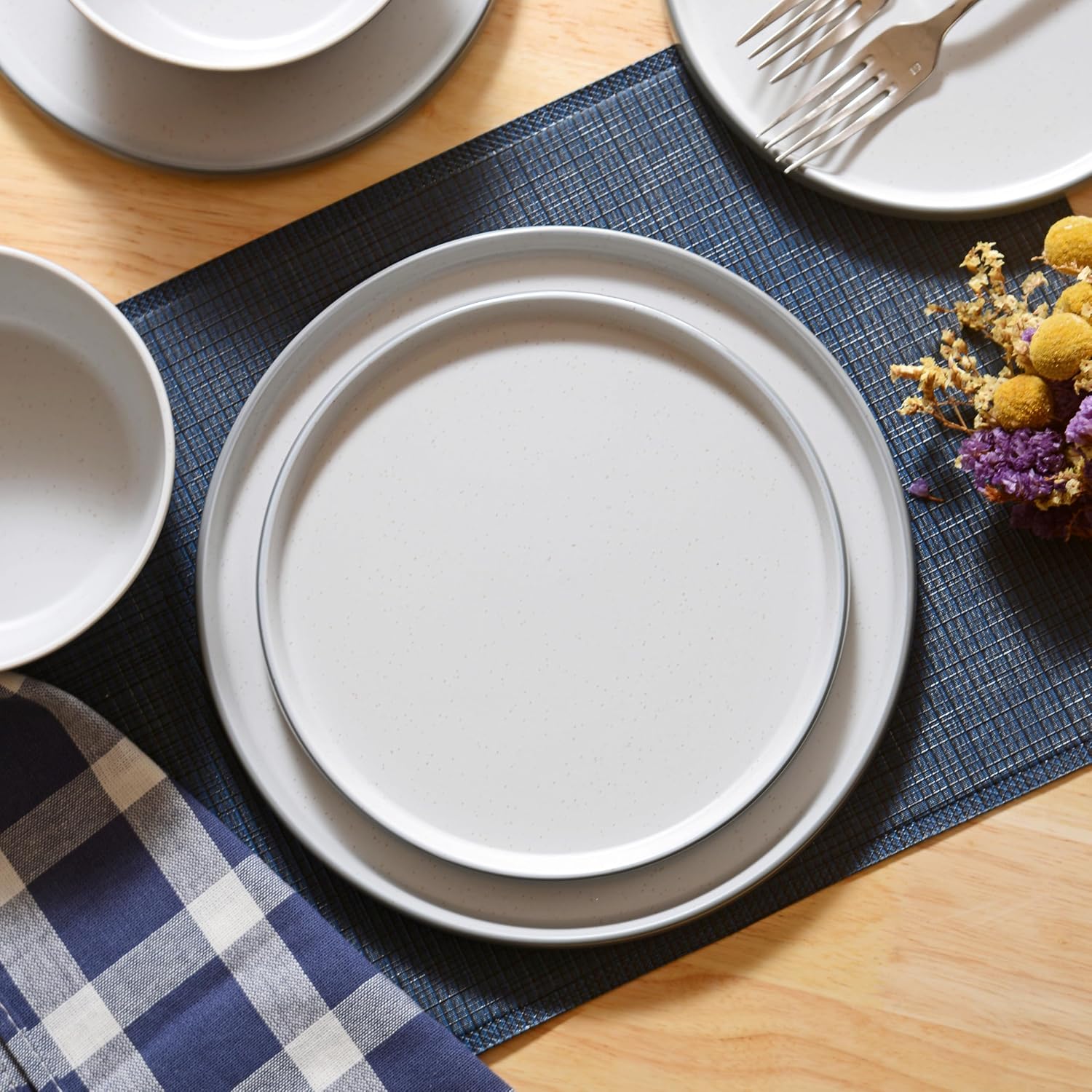 Melamine Dinnerware Sets, Plates and Bowls Sets 12 Pcs, Melamine Plates, Dish Set for 4, Unbreakable Dinnerware Set for Party, BPA Free