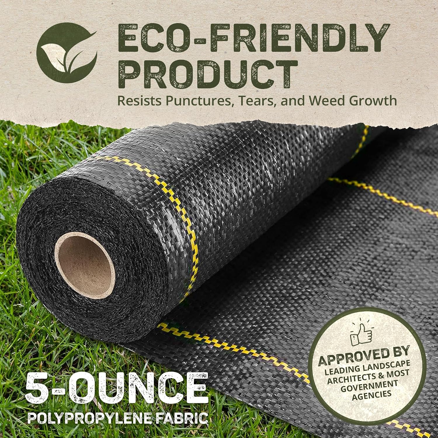 Dewitt Pro-5 Weed Barrier Fabric 5 oz, 6 x 250 Feet – Heavy-Duty | Woven Landscape Ground Cover Mat for Raised Garden Bed, Greenhouse Gardening, Outdoor Landscaping, and Commercial Planting