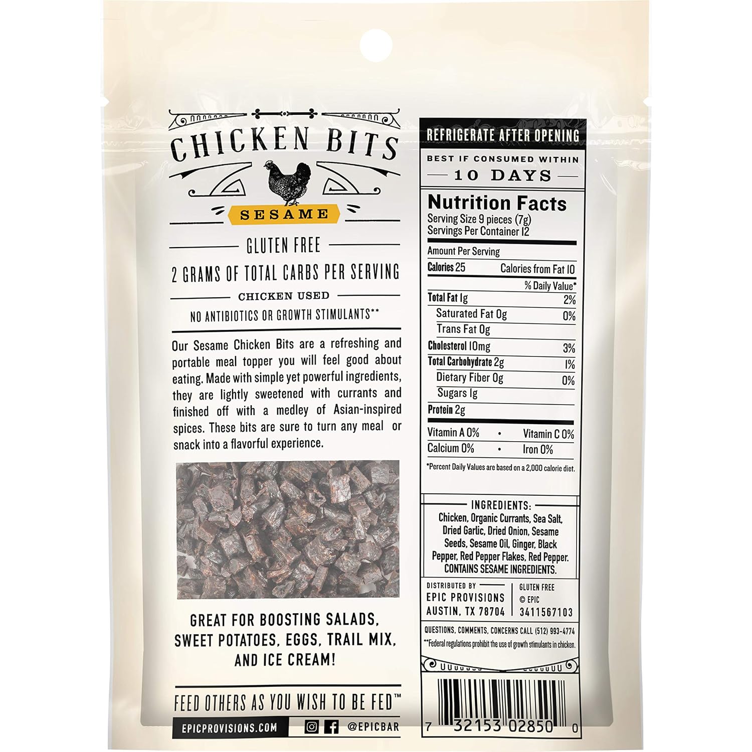 EPIC Provisions Hickory Smoked Bacon Bits, Gluten-Free, 3 oz