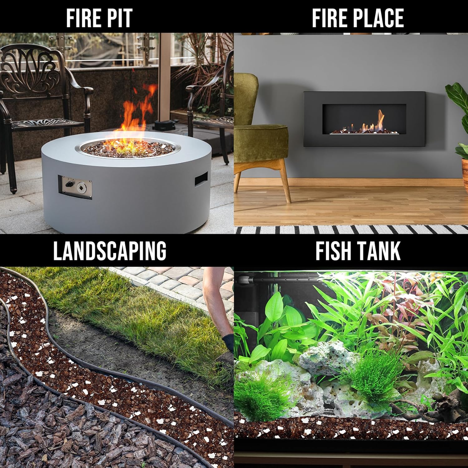 Skyflame Aqua Blue Fire Pit Glass for Propane Gas Fireplace, 10LB