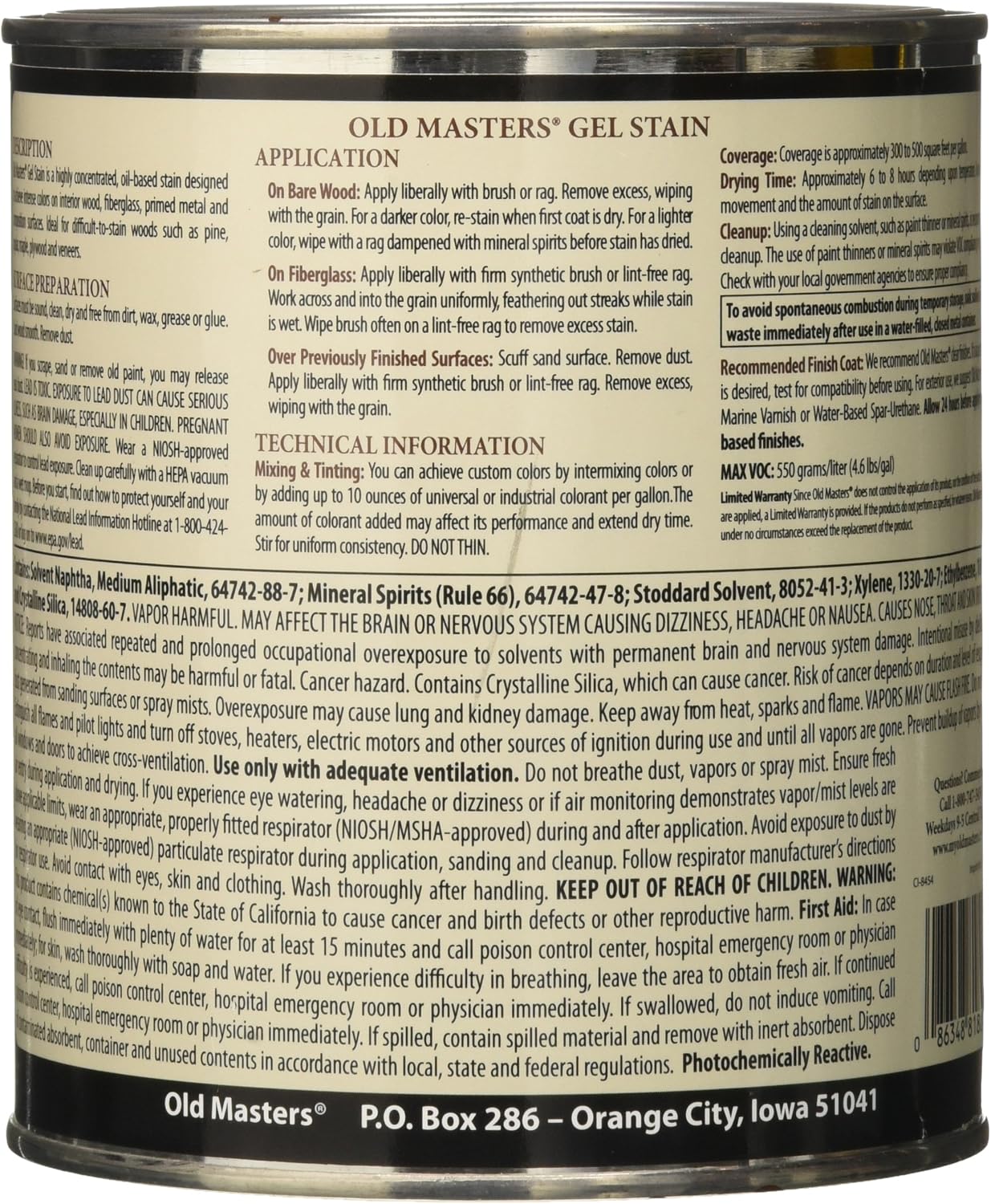 Old Masters 81308 Gel Stain Pint, Cedar