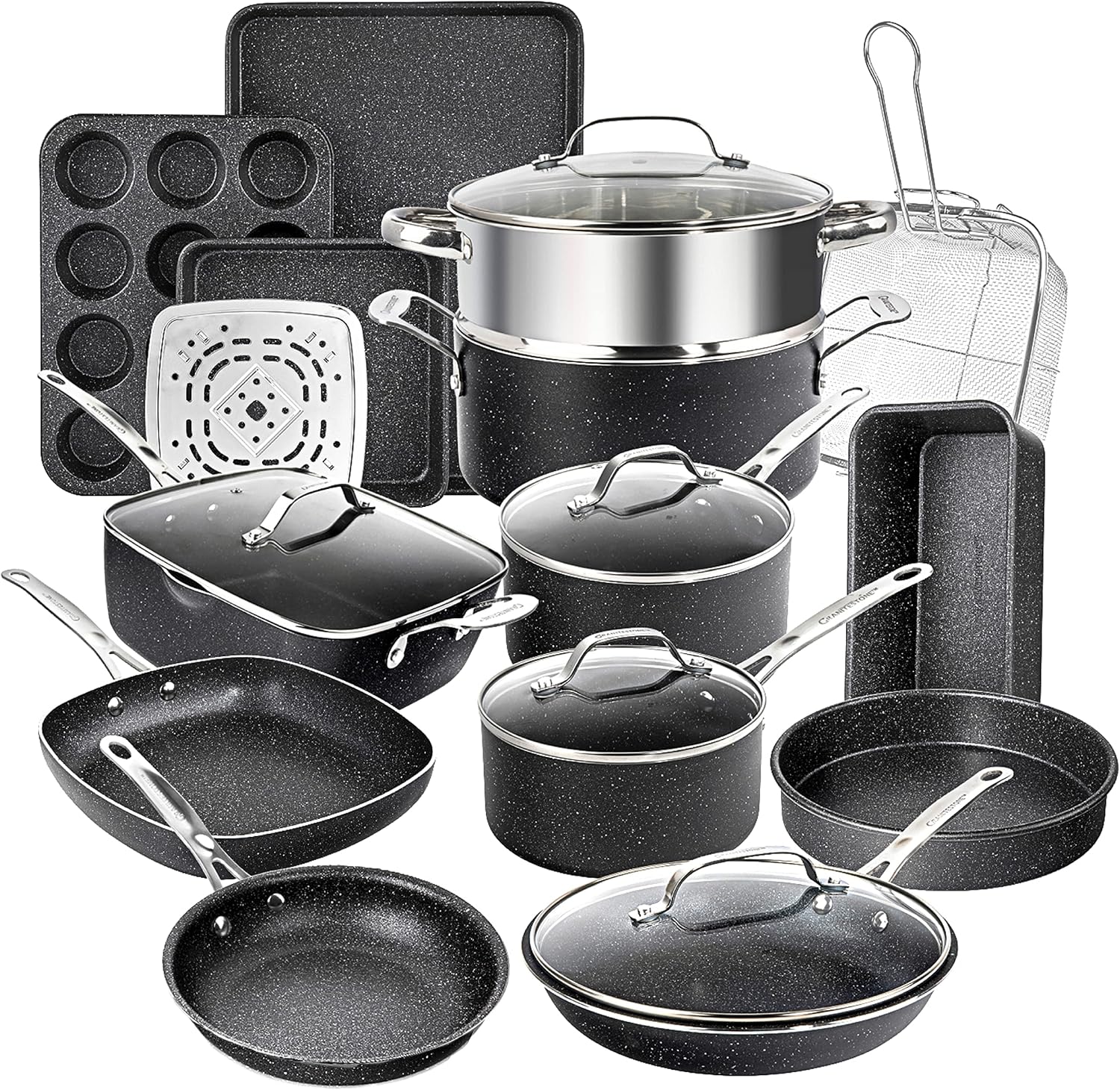 Granitestone 20 pc Pots and Pans Set Non Stick Cookware Set