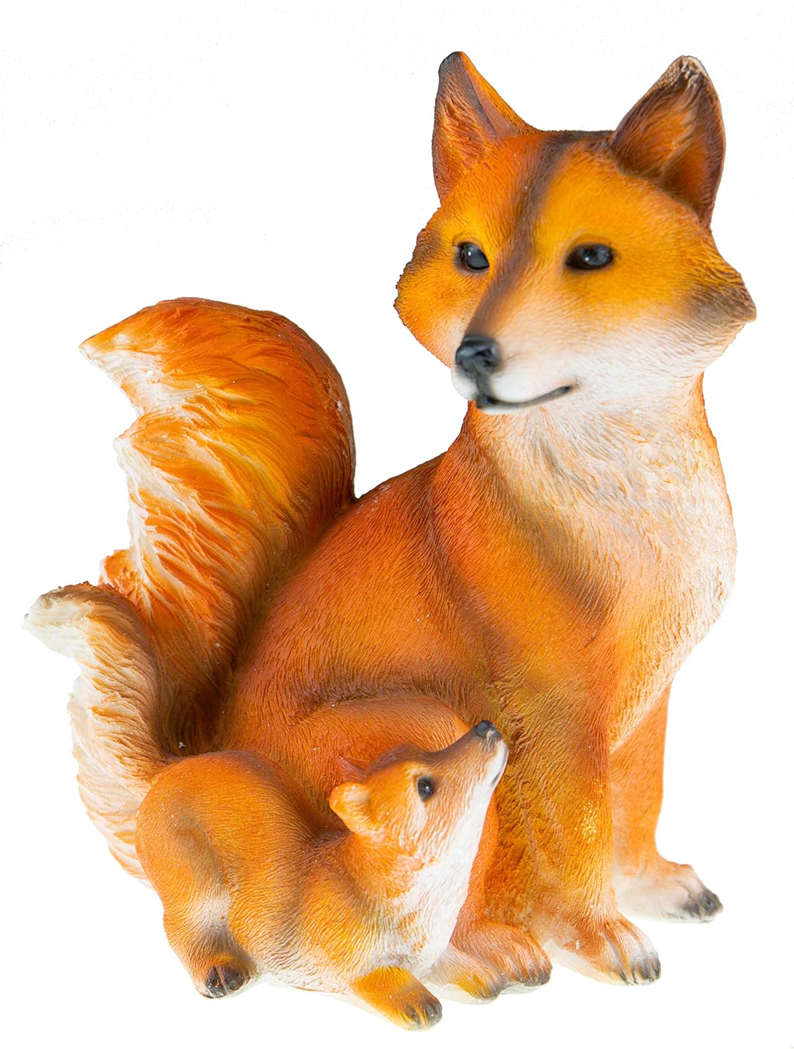 CLEVER GARDEN Cute Resin Garden Statue Decoration, Outdoor Lawn Yard Polyresin Animal Figurine Sculpture Ornament Décor, Fox Family