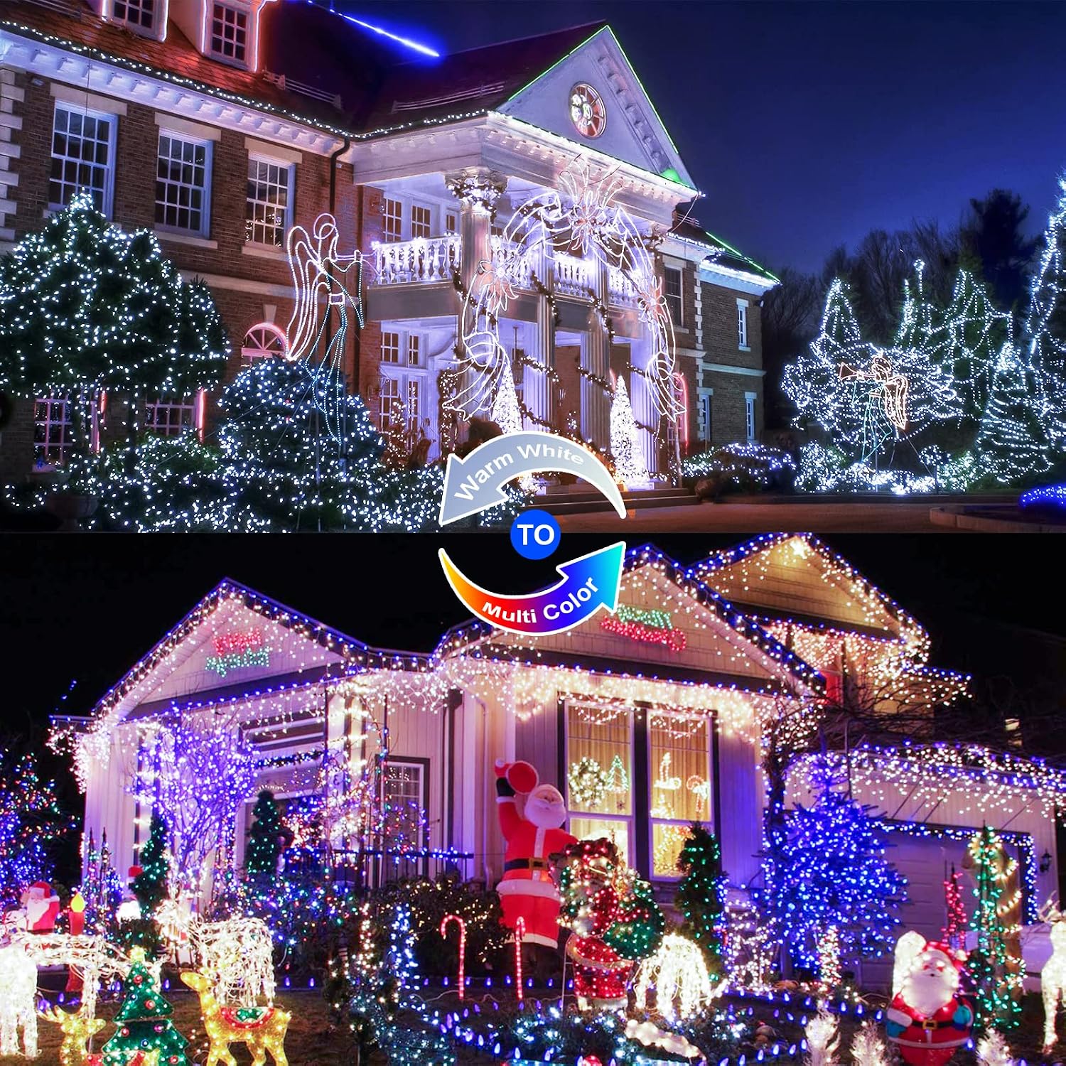 JMEXSUSS 2 Pack Solar String Lights Outdoor Total 66FT 200LED Fairy Lights | Outdoor Waterproof, 8 Modes Solar Christmas Lights for Outside Garden Tree Patio Yard Wedding Christmas Decorations, White