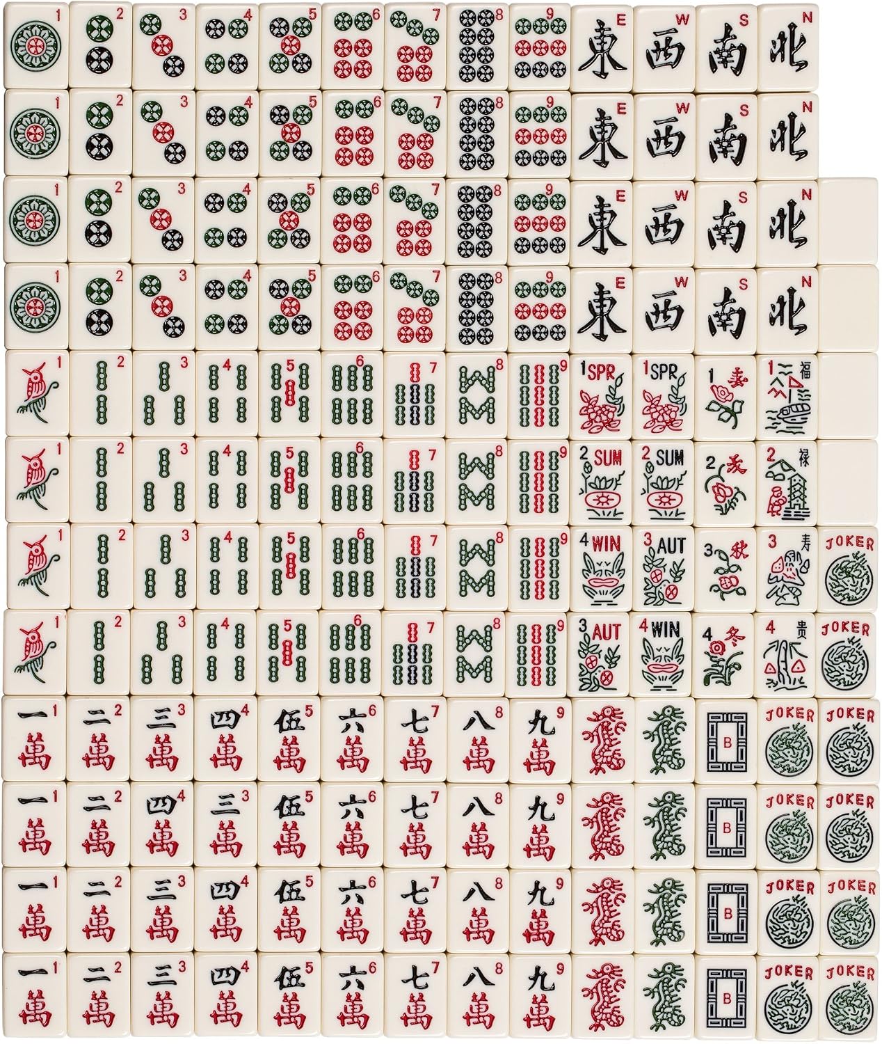 Yellow Mountain Imports Set of 166 American Mahjong Tiles, The Classic (Tiles Only Set)