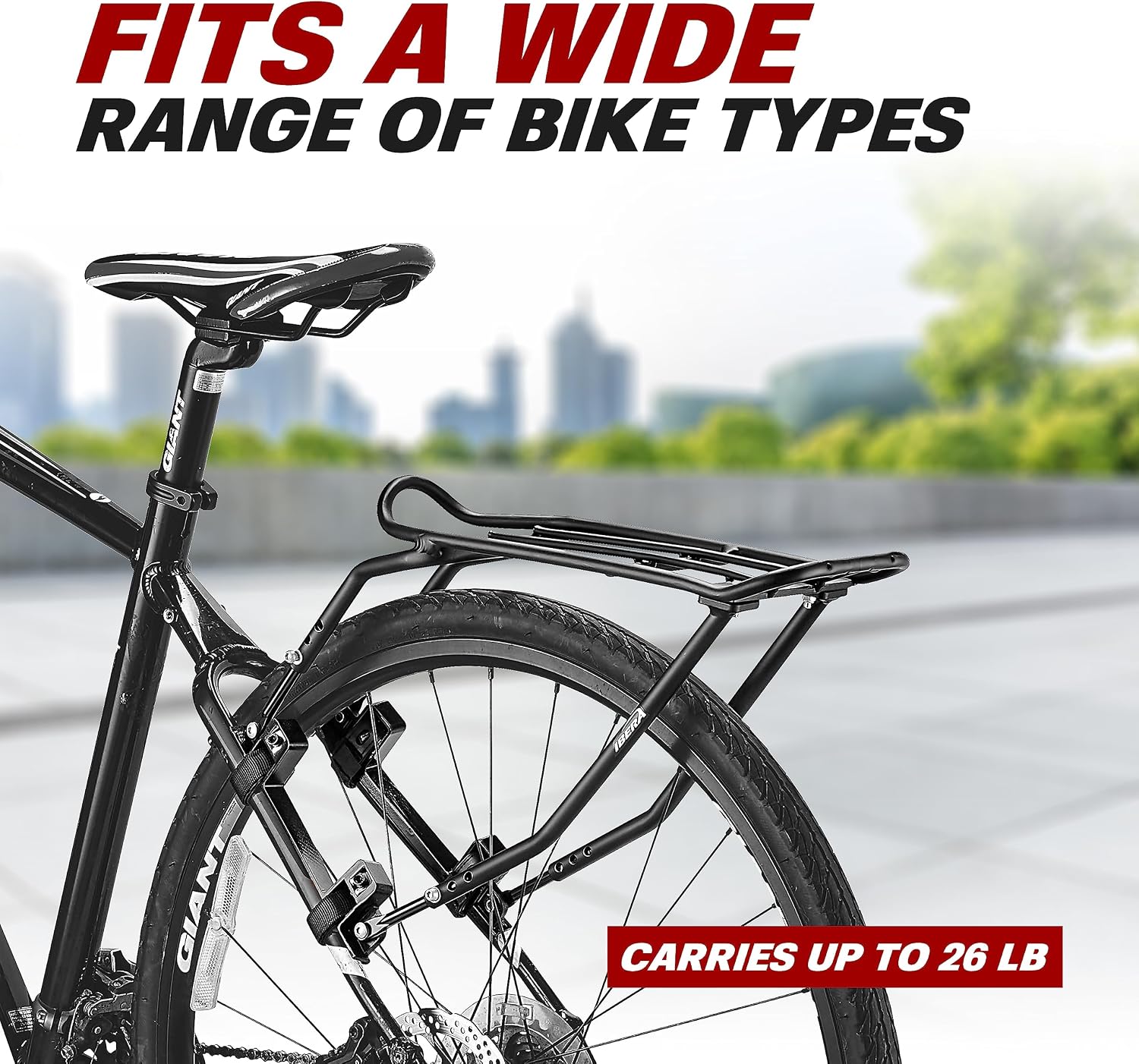 Ibera Bike Rack - Bicycle Touring Carrier Plus+ for Disc Brake/Non-Disc Brake Mount, Fat Tire Bikes, Frame-Mounted for Heavier Top & Side Loads, Height Adjustable for 26"-29" Frames