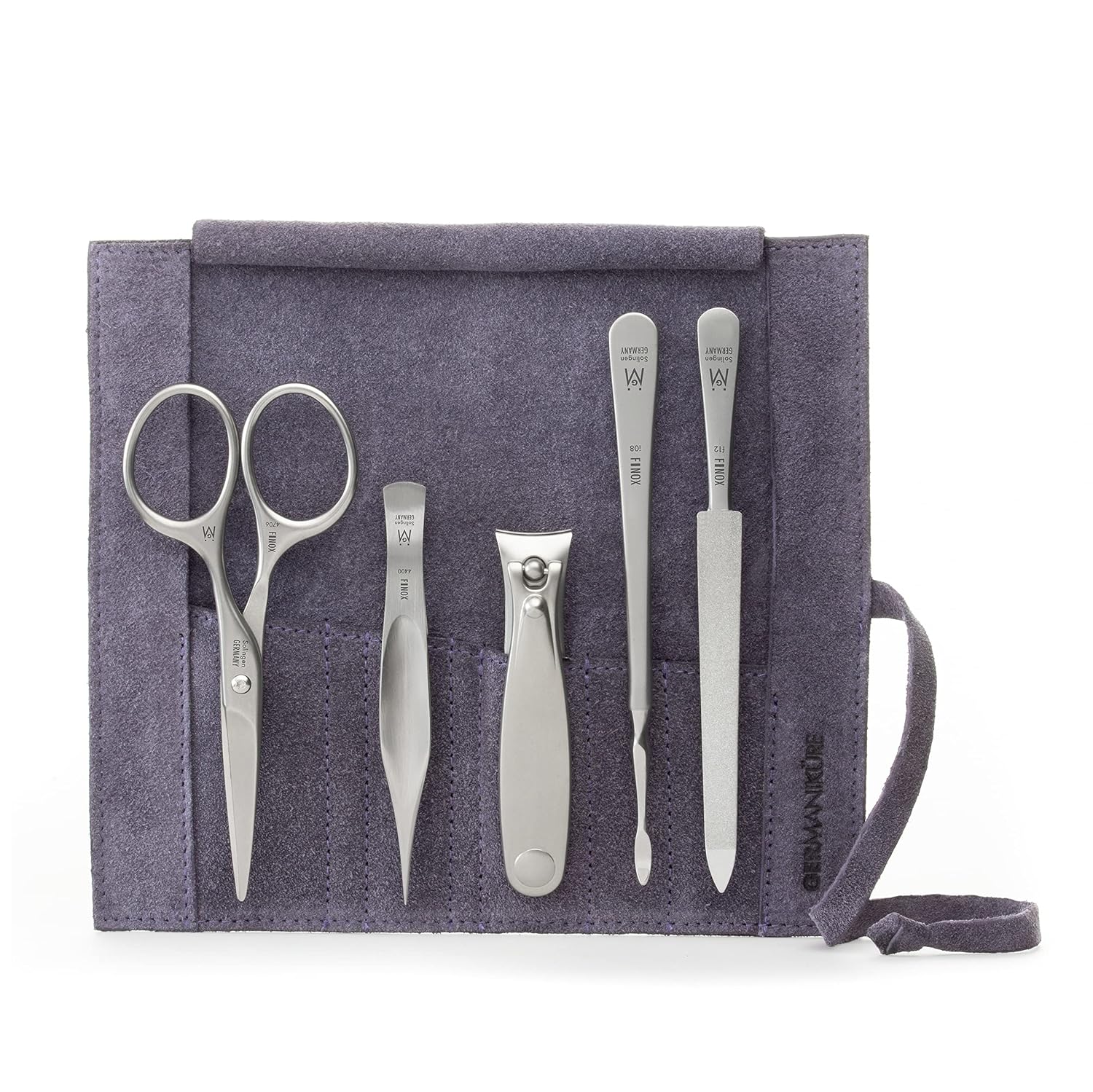 GERMANIKURE 4pc Manicure Nail Care Kit, Solingen Germany, Yellow Suede Roll