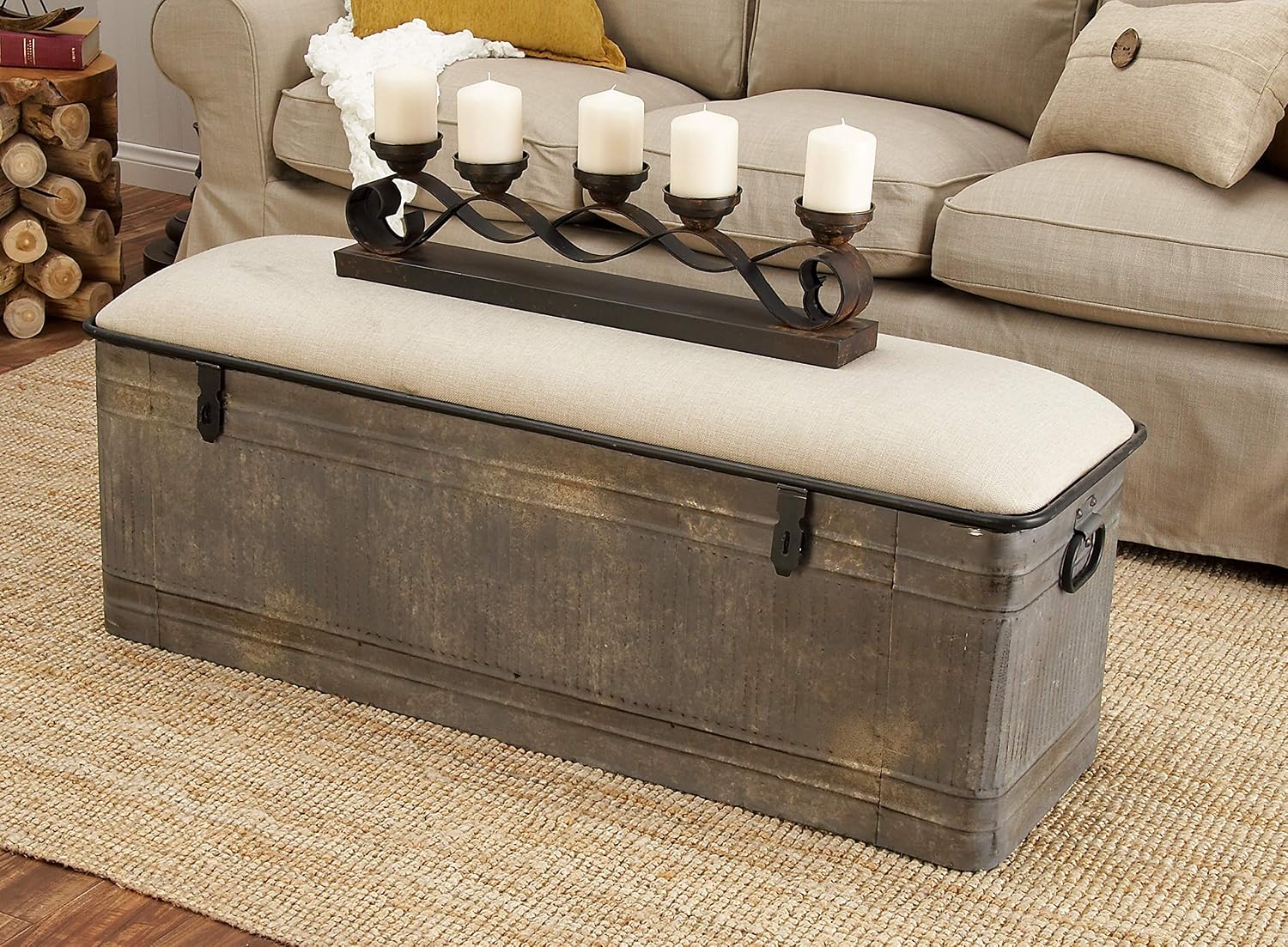 Deco 79 Metal Storage Bench, Entryway Bench, 50" x 16" x 18", Gray | Room decor, galvanized entryway bench with storage