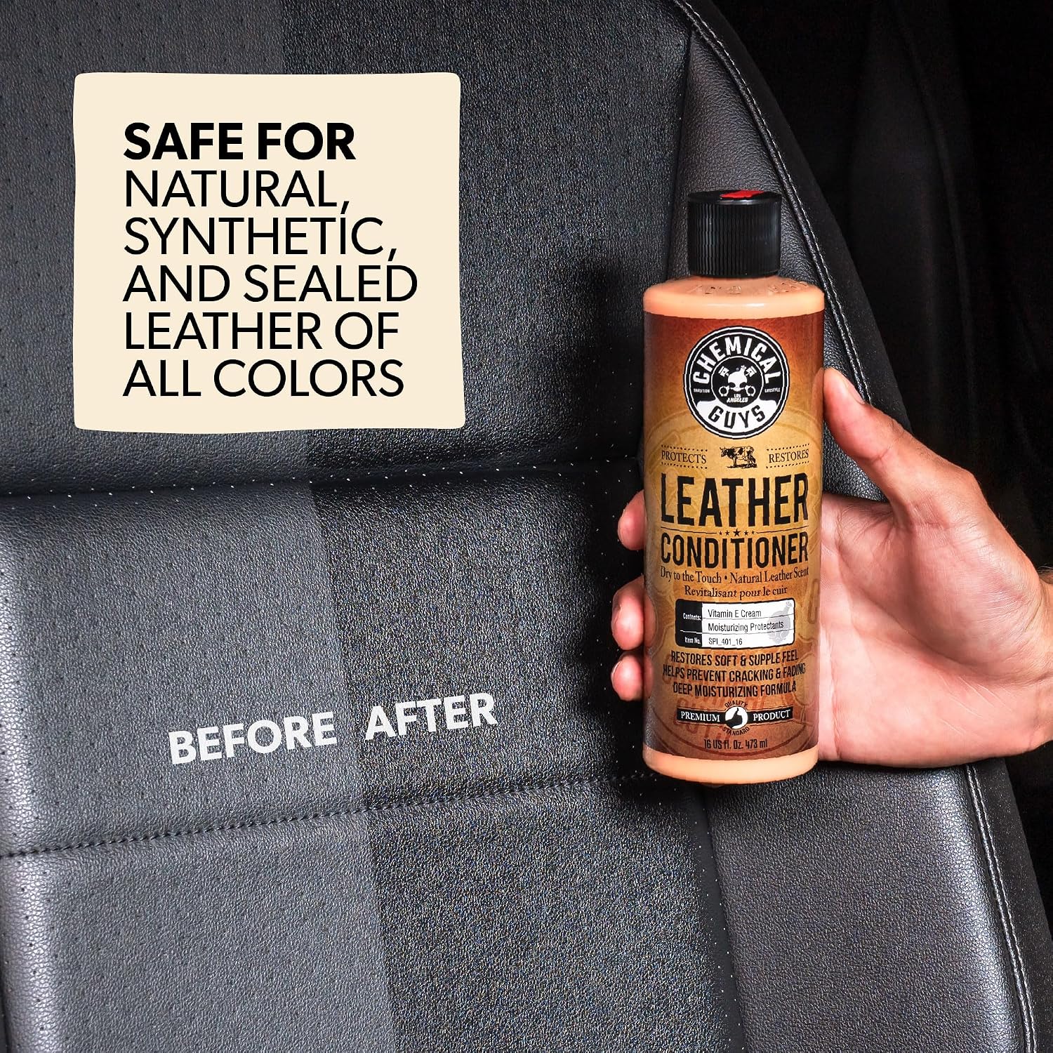 Chemical Guys, 9-Piece Leather Cleaner & Conditioner Kit for Car Interiors | Cleans then conditions seats, furniture, jackets and boots