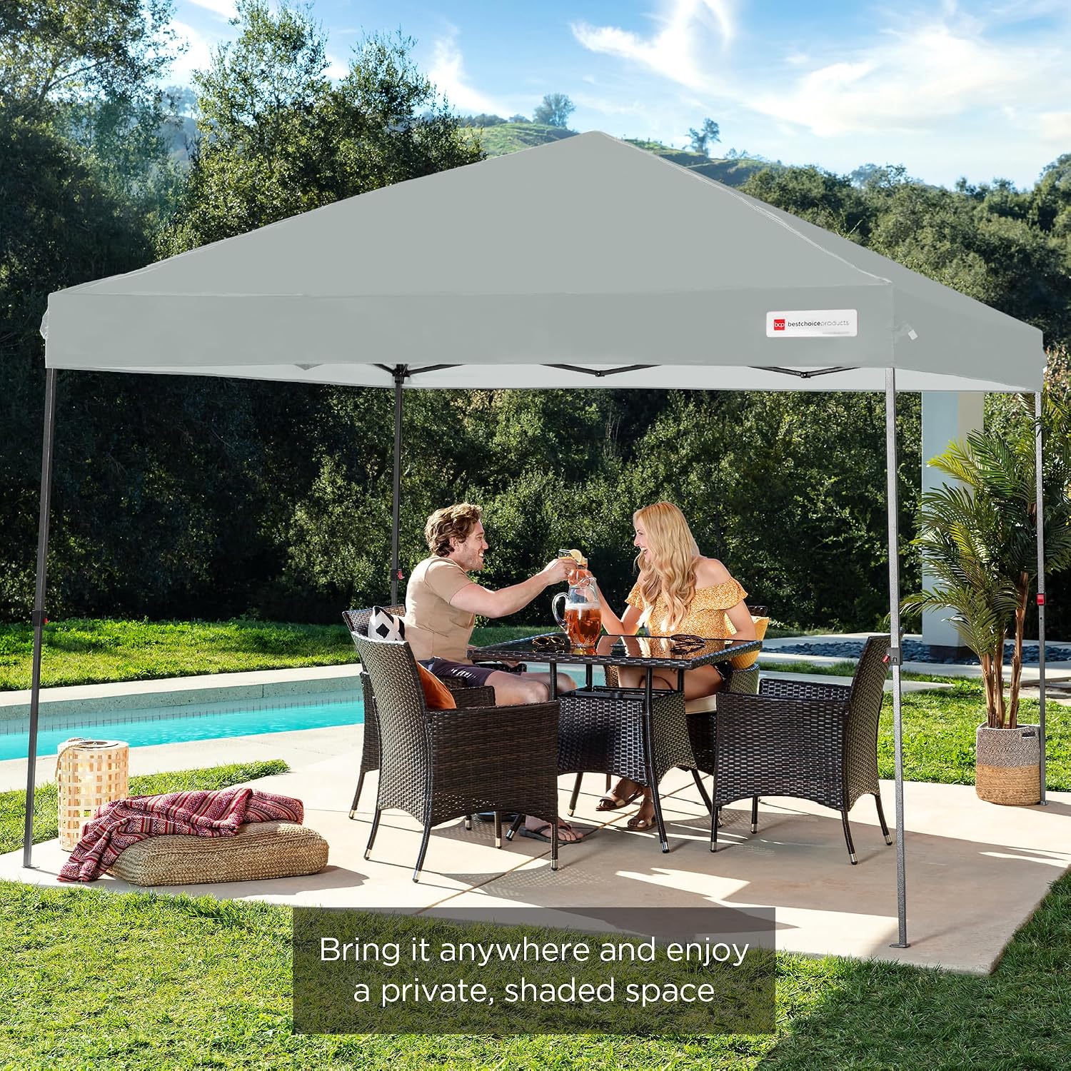Best Choice Products 10x10ft Pop Up Canopy Tent, Outdoor Shade, 1 Person 1 Minute Set Up, Carry Case, 4 Weight Bags - White