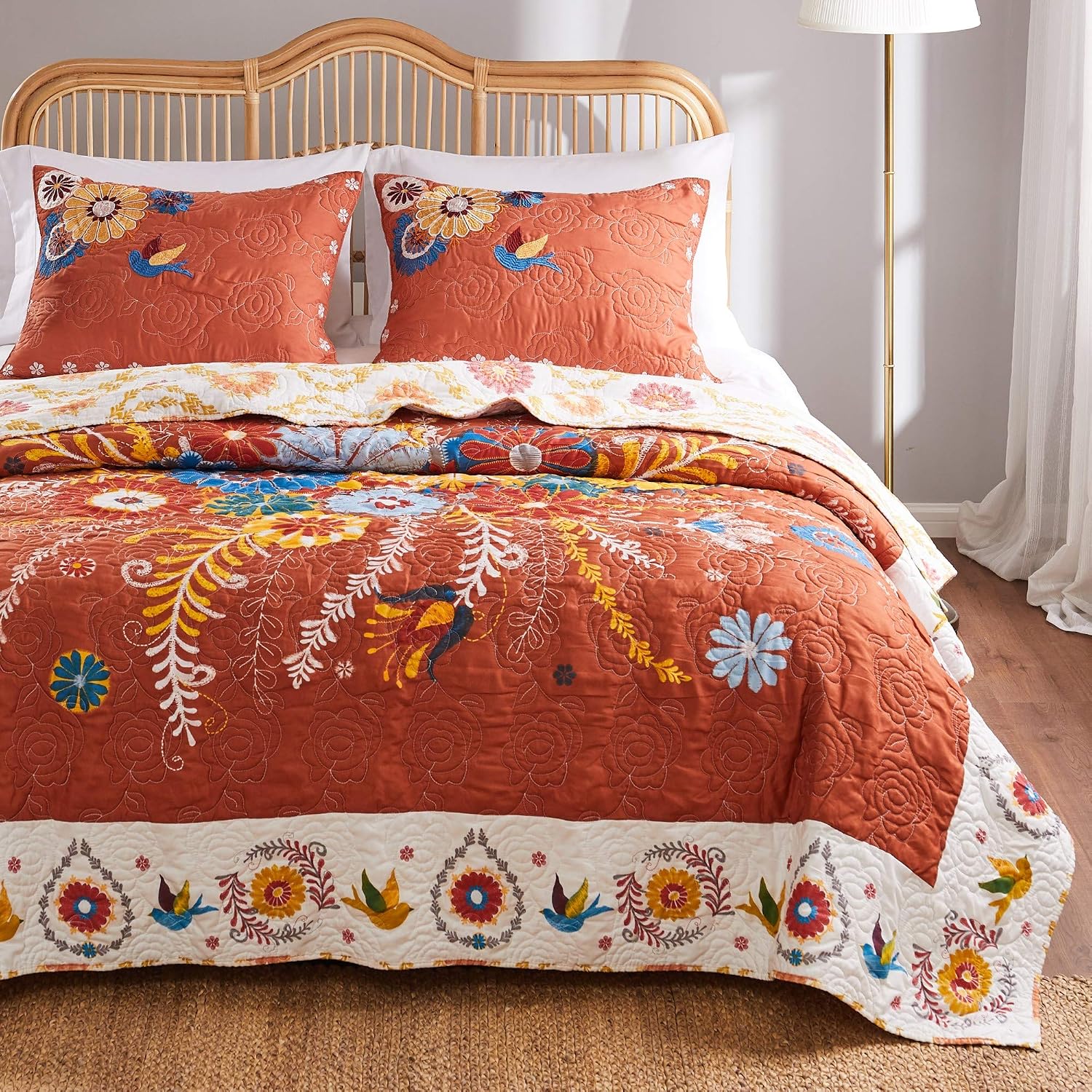 Greenland Home Barefoot Bungalow Topanga Quilt Set, 3-Piece Full/Queen, Multi
