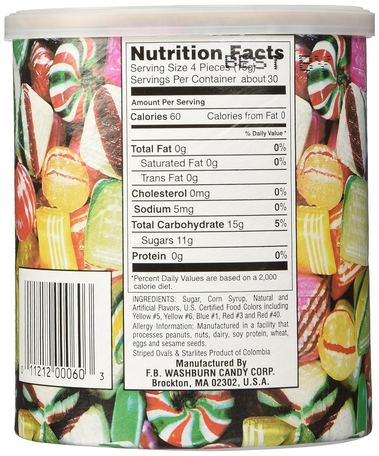 Washburns Old Fashioned Hard Candies 16 oz Canisters (2 pack)