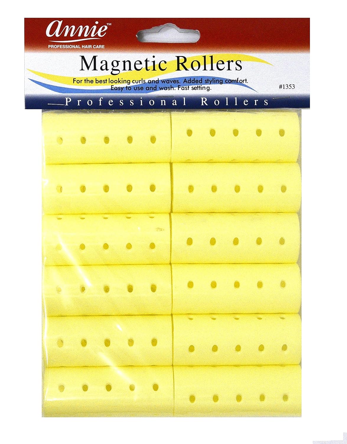Annie Magnetic Hair Rollers 2 Inch, 12 Count Gray Curlers for Smooth Curls & Waves, Easy Dry or Damp Sets, Secure Comfortable Fit, Use with Pins/Clips