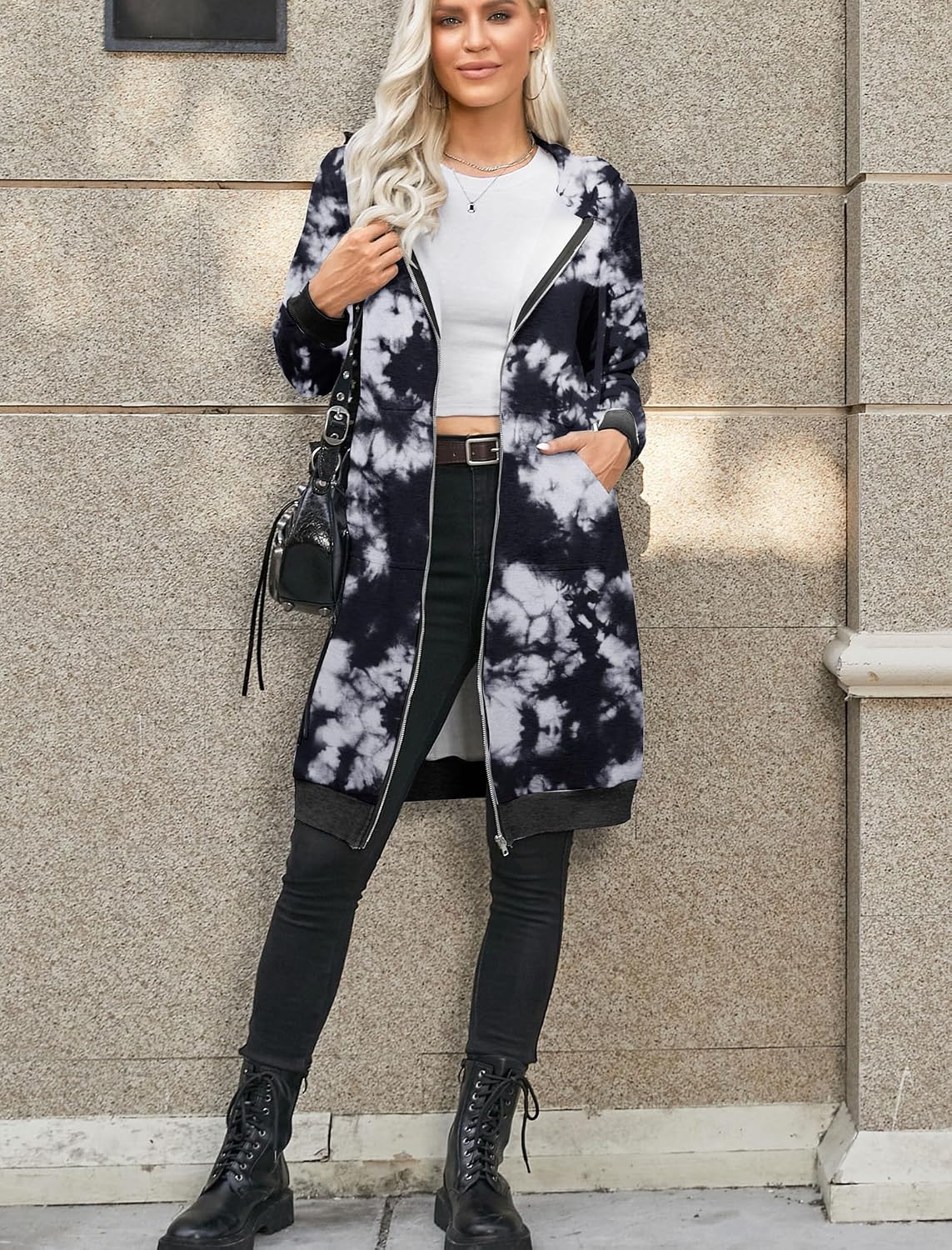 ELESOL Women Casual Zip up Fleece Hoodies Tunic Sweatshirt Long Jacket