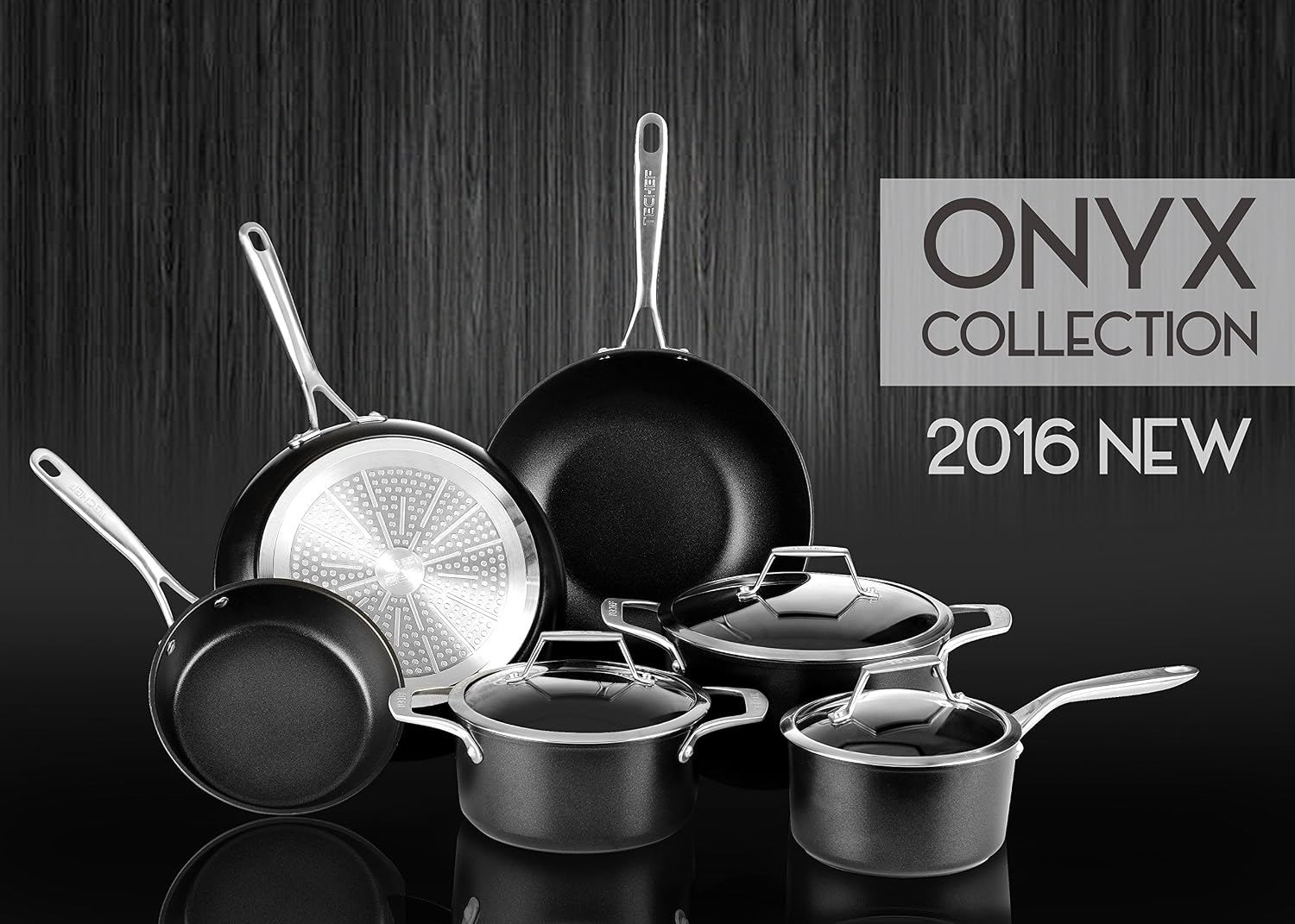 TECHEF - Onyx Collection, 12-Inch Nonstick Flat Bottom Wok/Stir-Fry Pan - PFOA Free, Dishwasher and Oven Safe, Made in Korea
