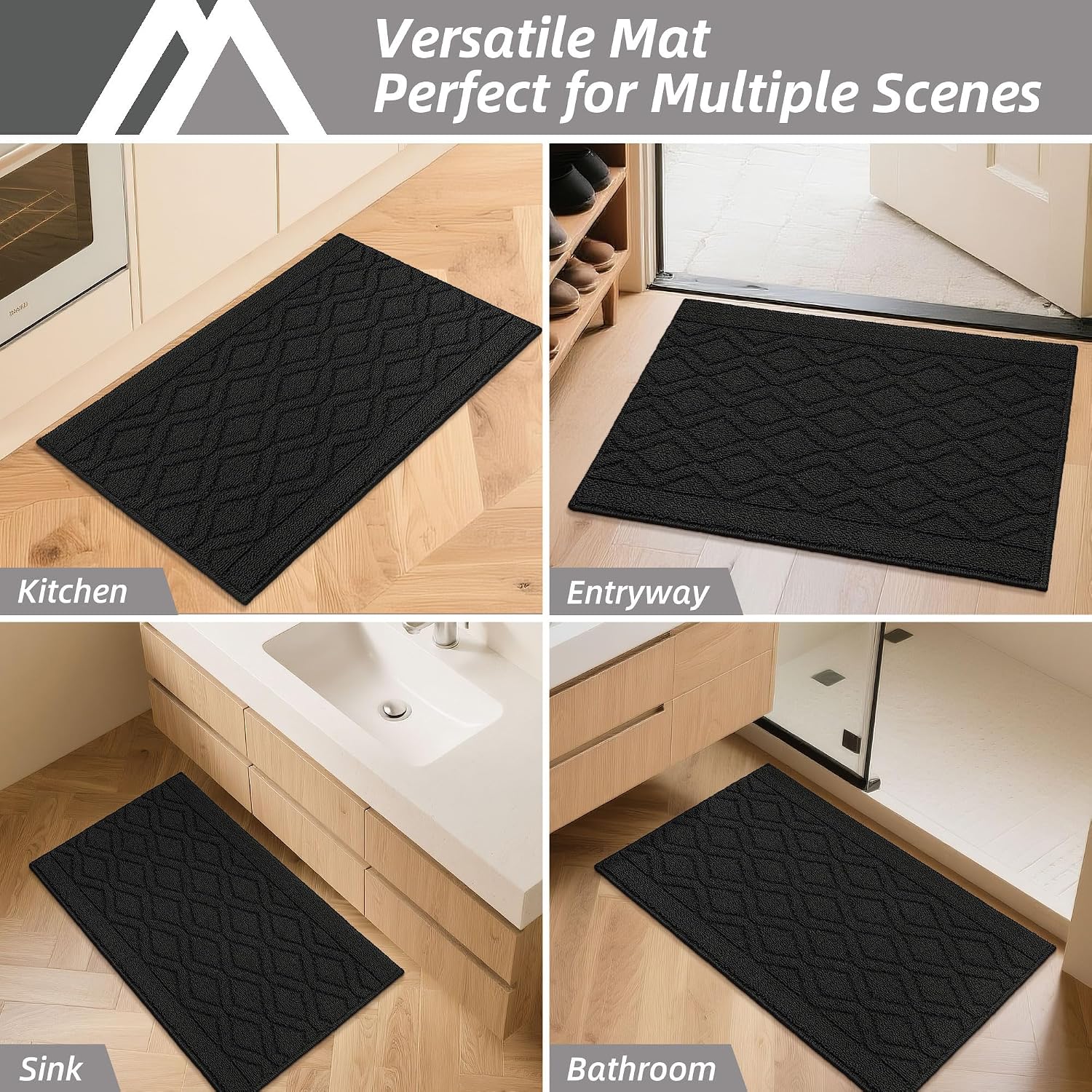 COSY HOMEER 48x20Inch/30X20Inch Kitchen Rug Mats,Grey