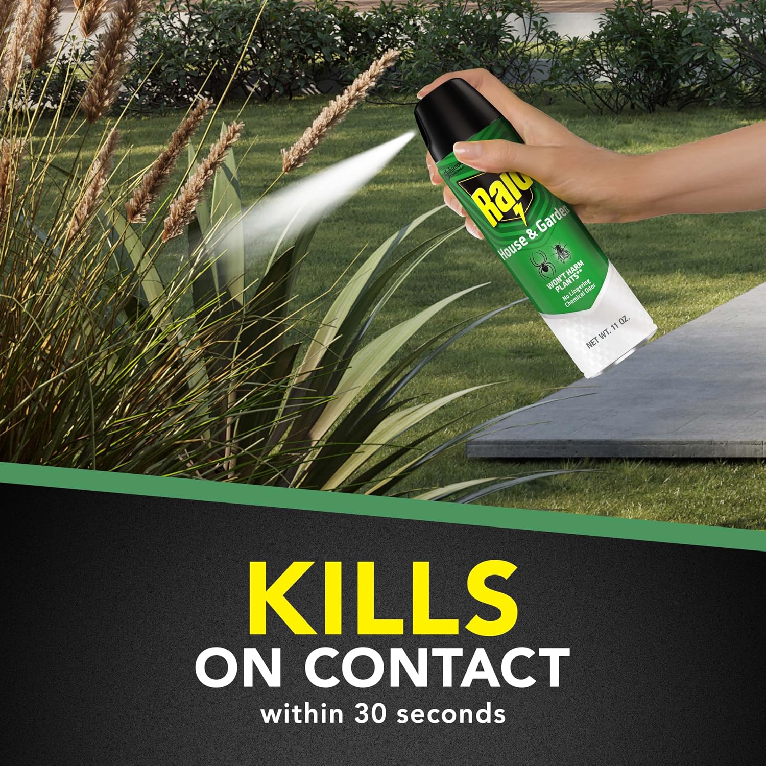 Raid House & Garden Bug Killer Aerosol Kills Bugs on Contact Won’t Harm Plants Indoor and Outdoor Use 11 Ounce (Pack of 1)