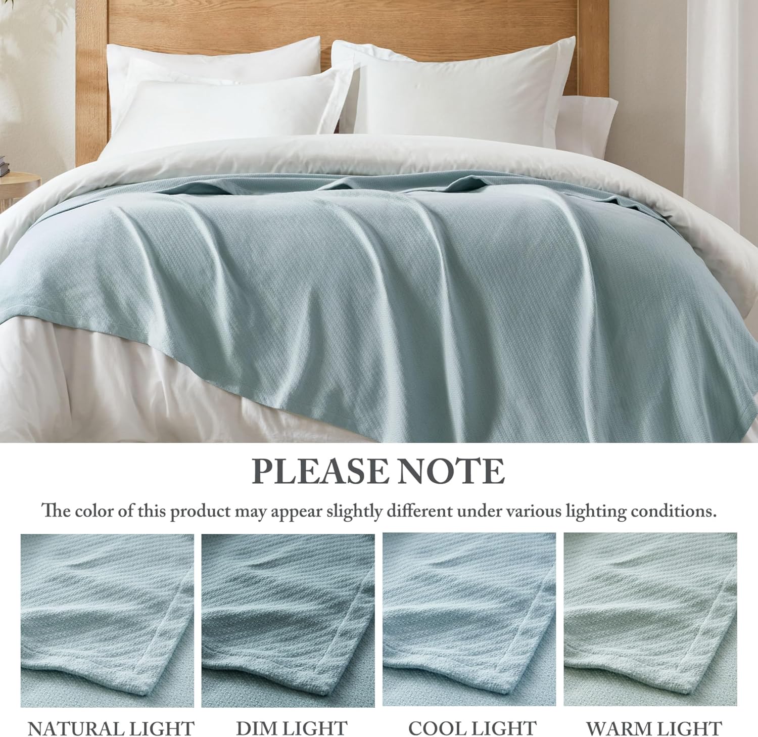 Madison Park Liquid Cotton Luxury Blanket Premium Soft Cozy 100% Ring Spun Cotton For Bed , Couch or Sofa, Full/Queen, Light Blue | Breathable Fabric for Bed or Couch, Diamond Pattern, Lightweight, OEKO-TEX Certified