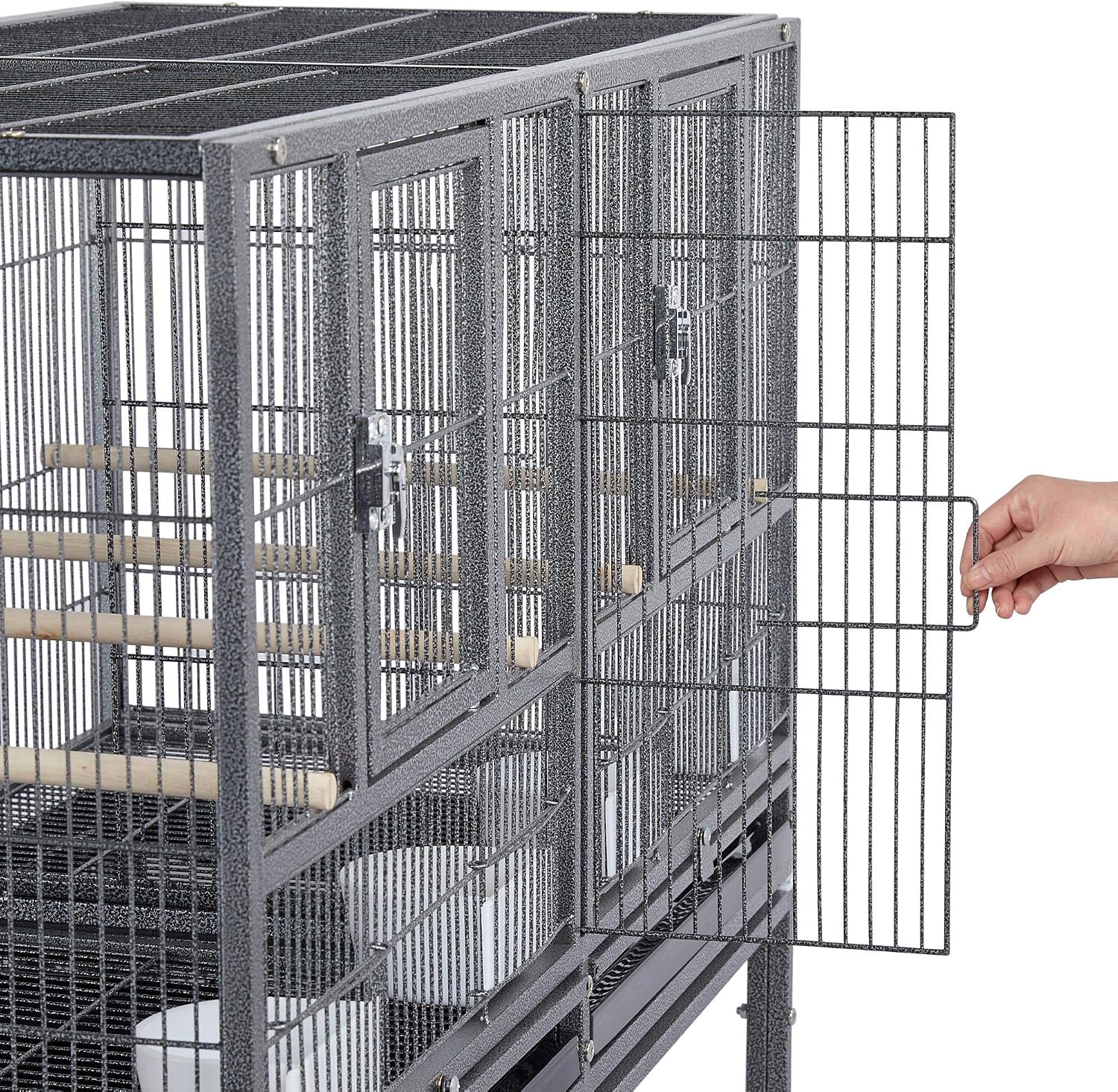 Yaheetech 41.5" Stackable Divided Breeder Breeding Parakeet Bird Cage for Canaries Cockatiels Lovebirds Finches Budgies Small Parrots with Rolling